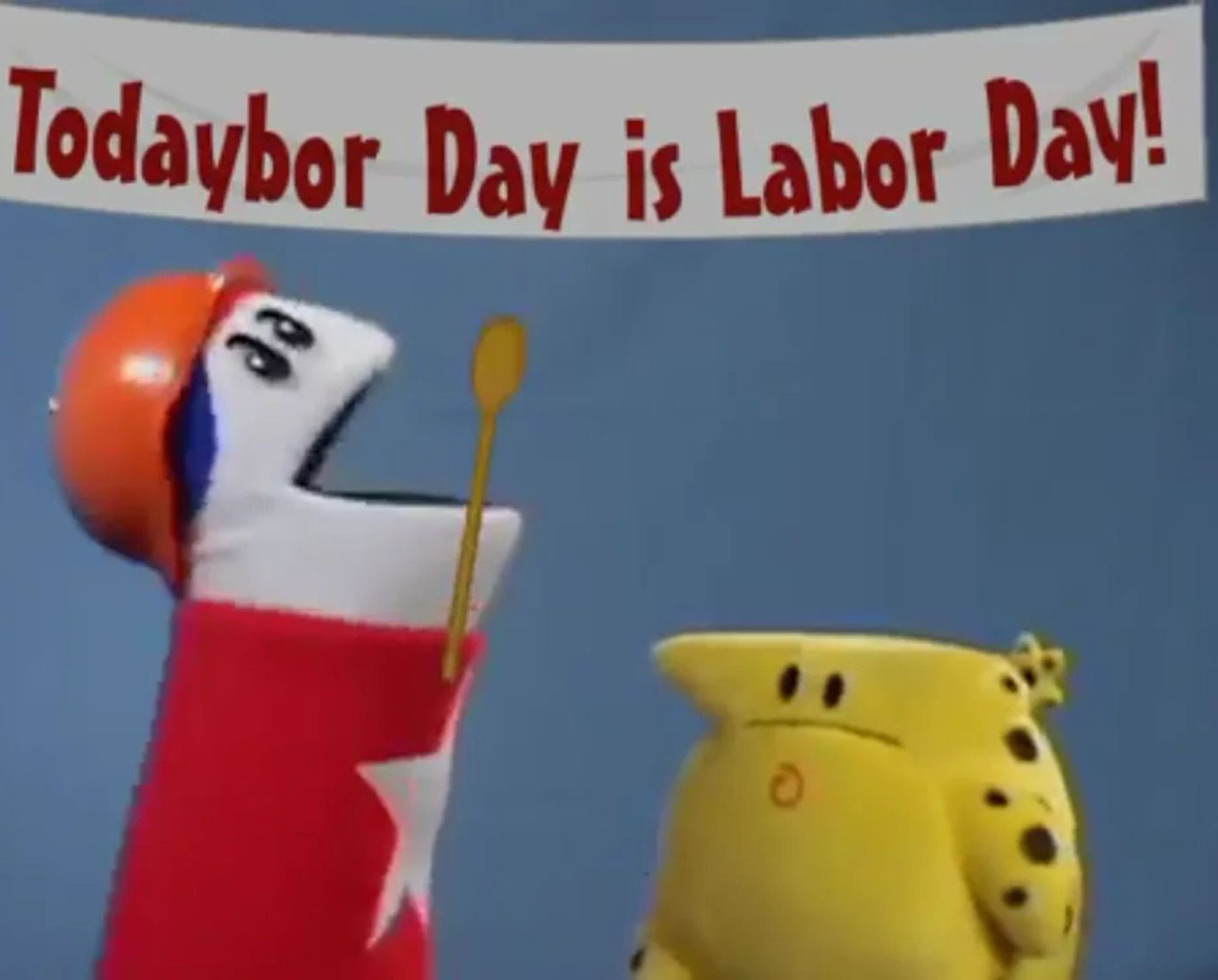 Still from the Labor Day Homestar Runner Labor Day short. Todaybor Day is Labor Day!