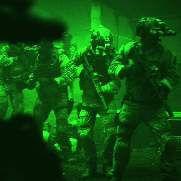 IETF in military gear as viewed through night vision