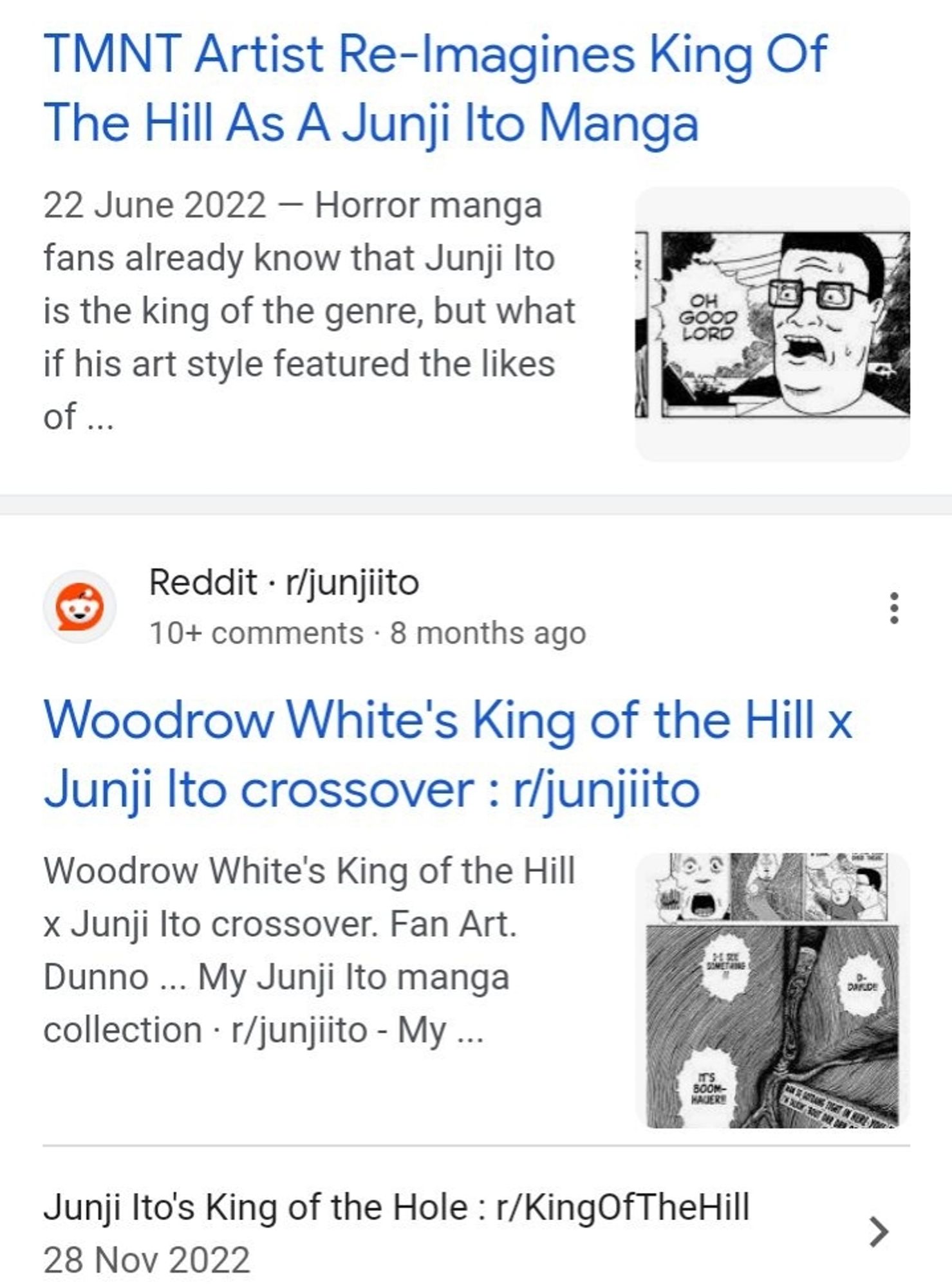 KotH manga search results