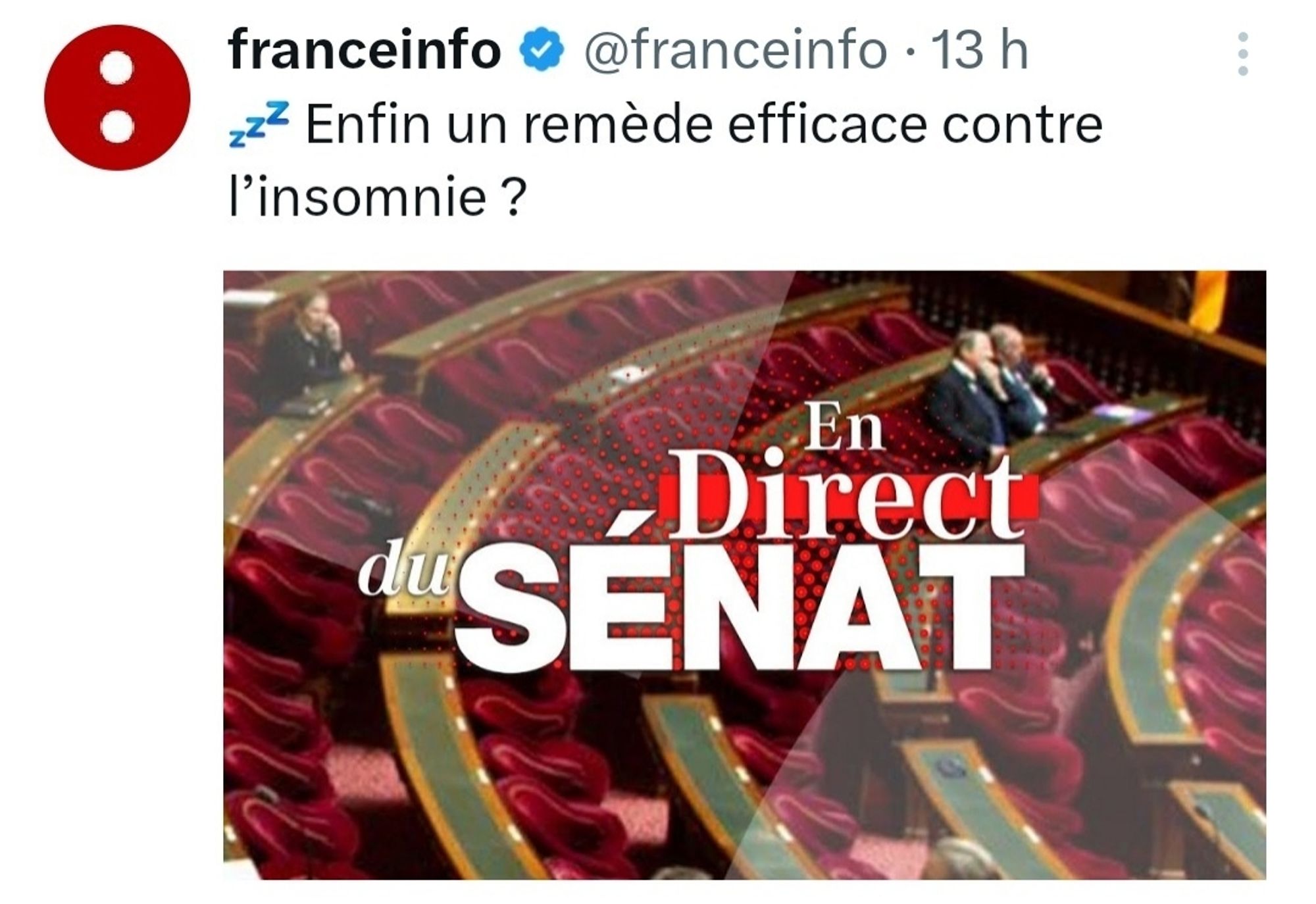 Article : France Info : remède efficace contre l'insomnie 

Illustration : image de la chaîne LCP / Public sénat