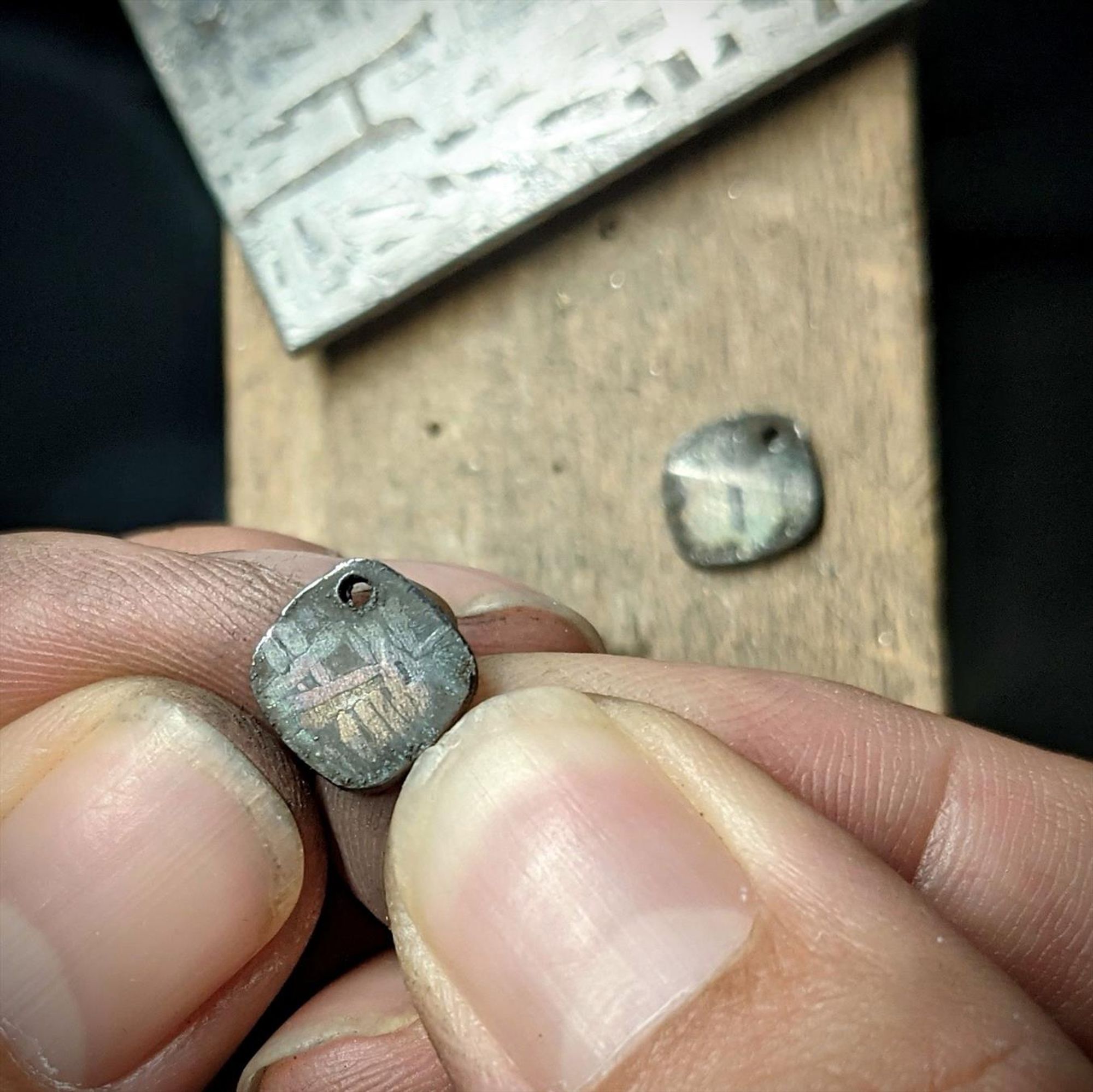 Meteorite jewelry work in progress 