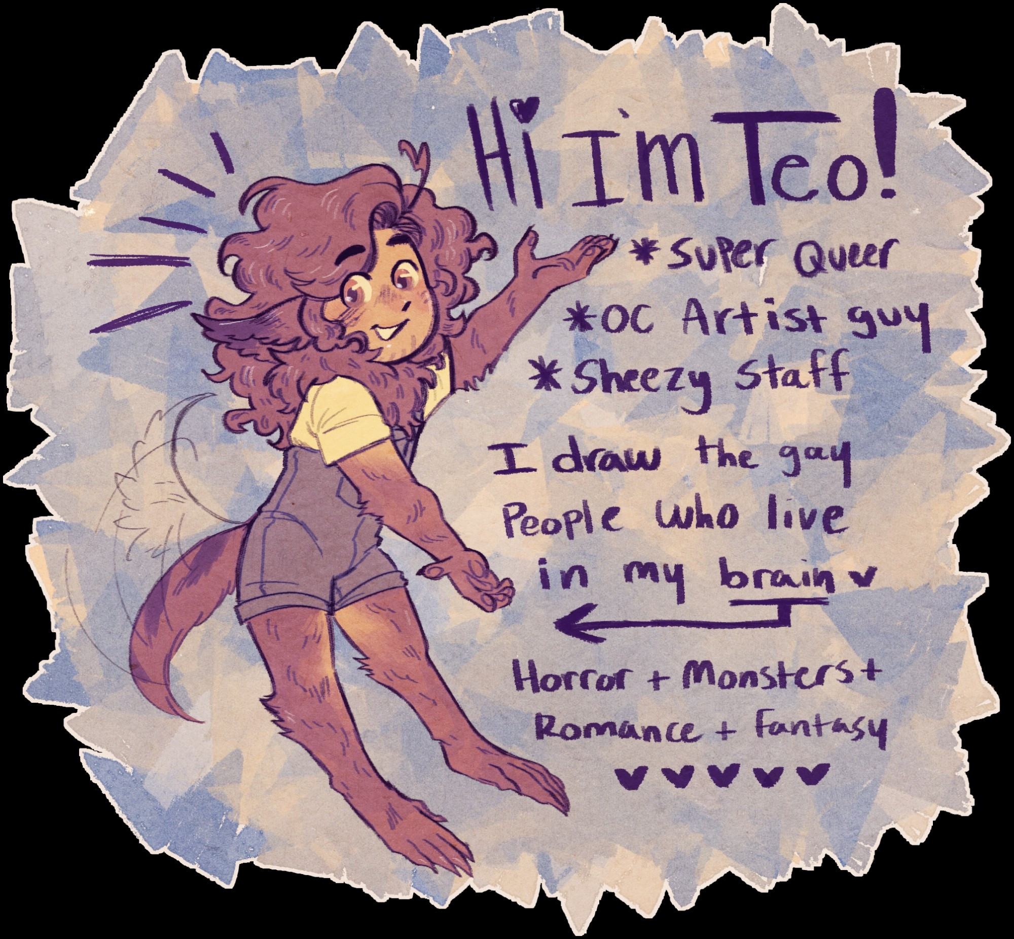 An old deviantart style page ID ft. My oc Matteo and a small blurb about me.