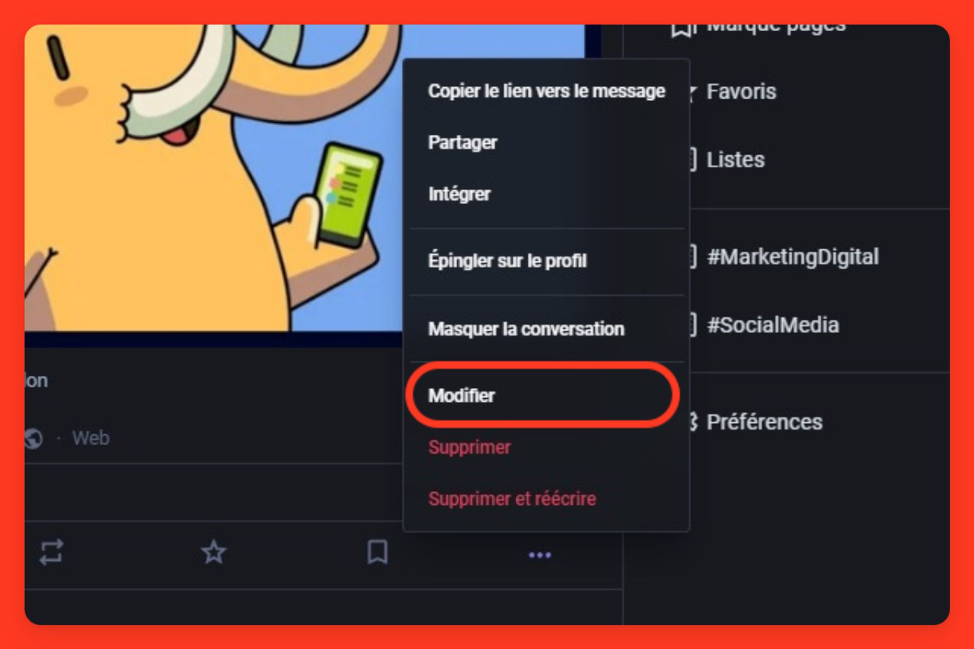 Modifier publication Mastodon