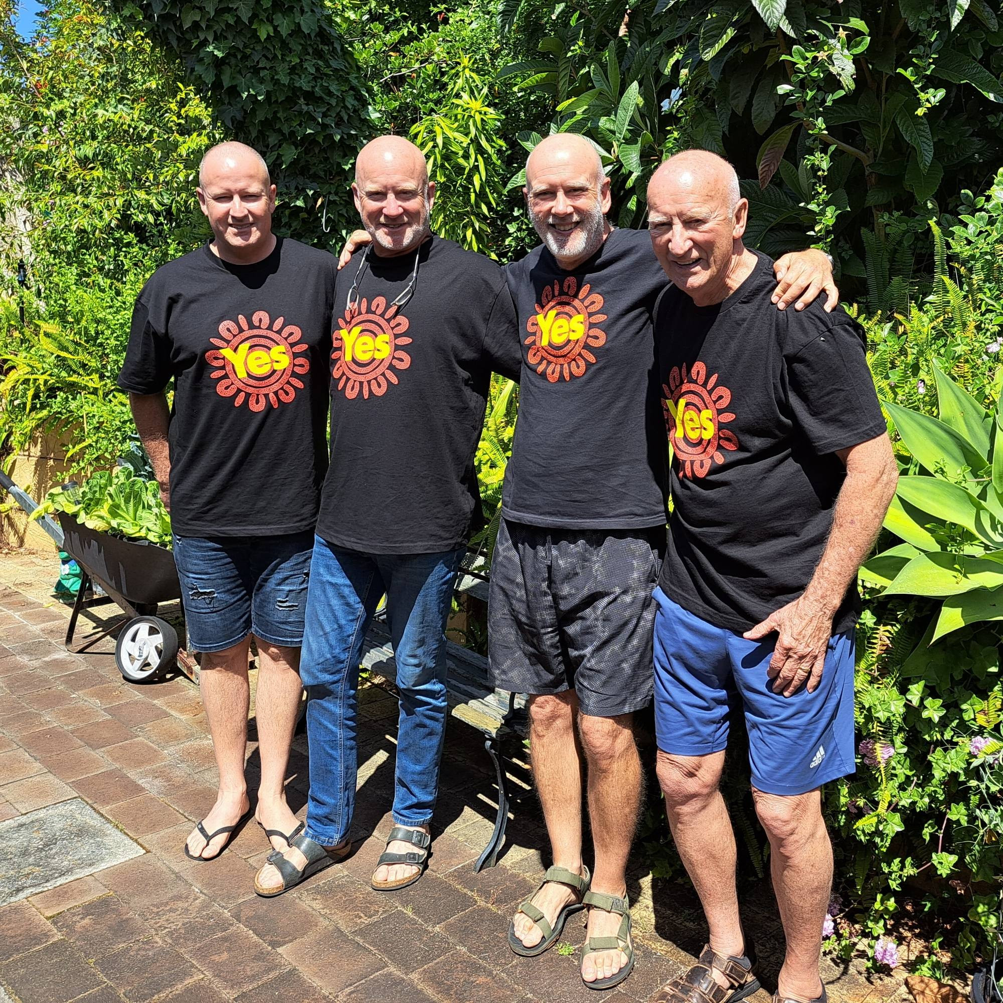 With my dad and brothers in Perth, WA, wearing matching vote Yes t-shirts.