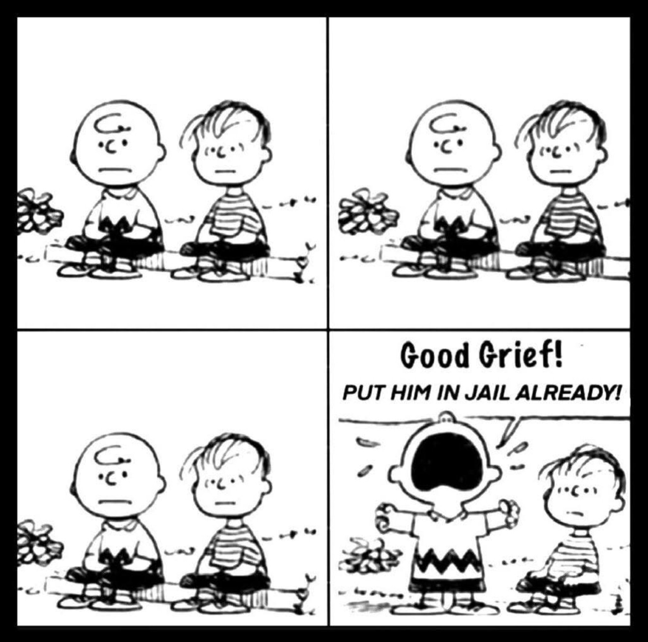 Good Grief!
PUT HIM IN JAIL ALREADY!