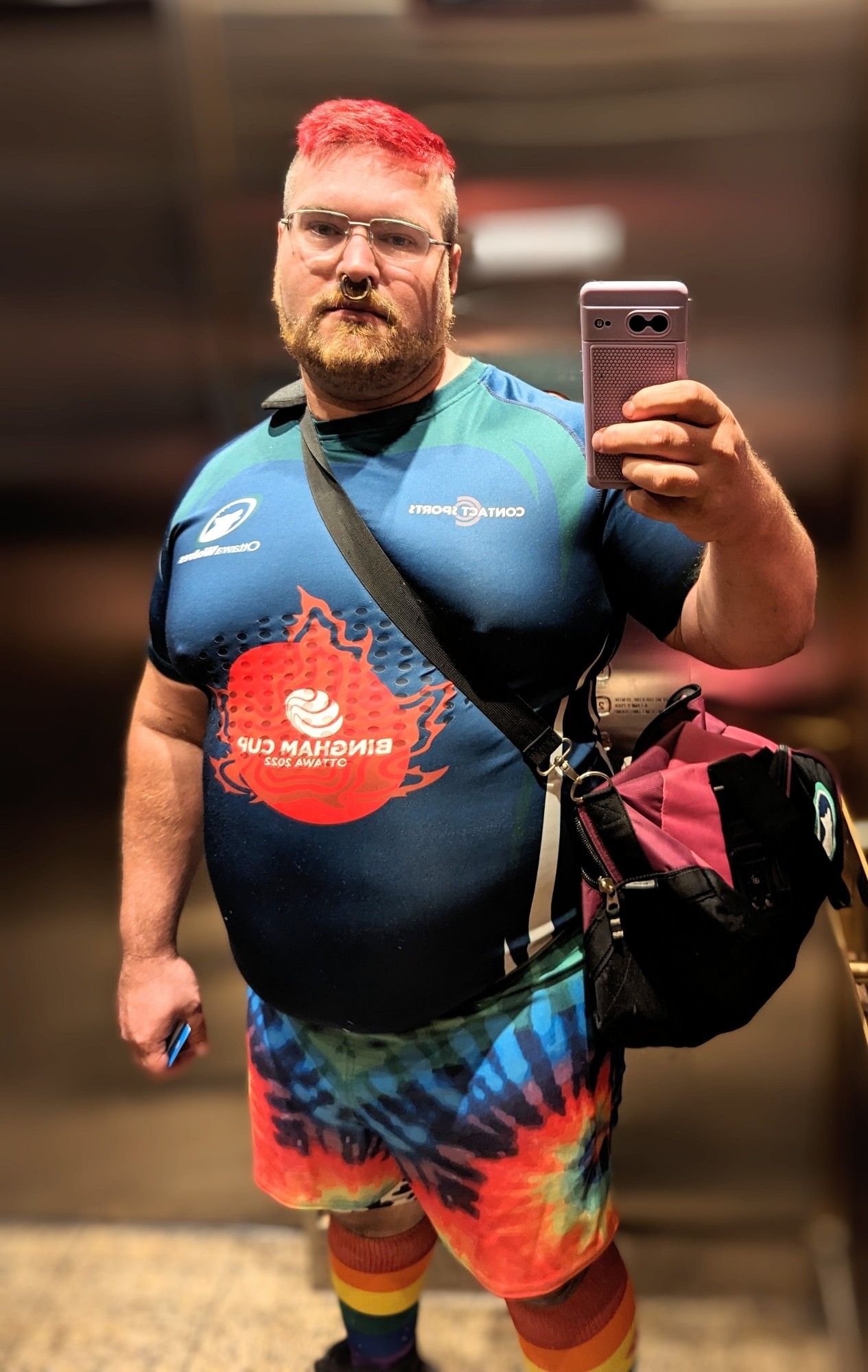 Me in rugby kit. Also, rainbows