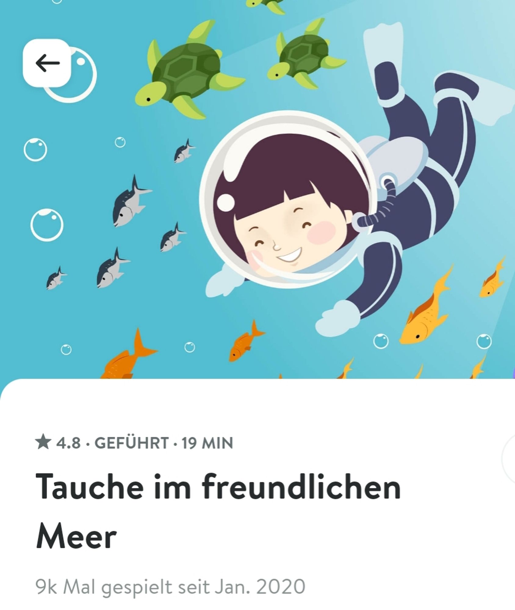 Meditation für Kinder Thema Tauchen
Bild von Mädchen das taucht Comicstyle