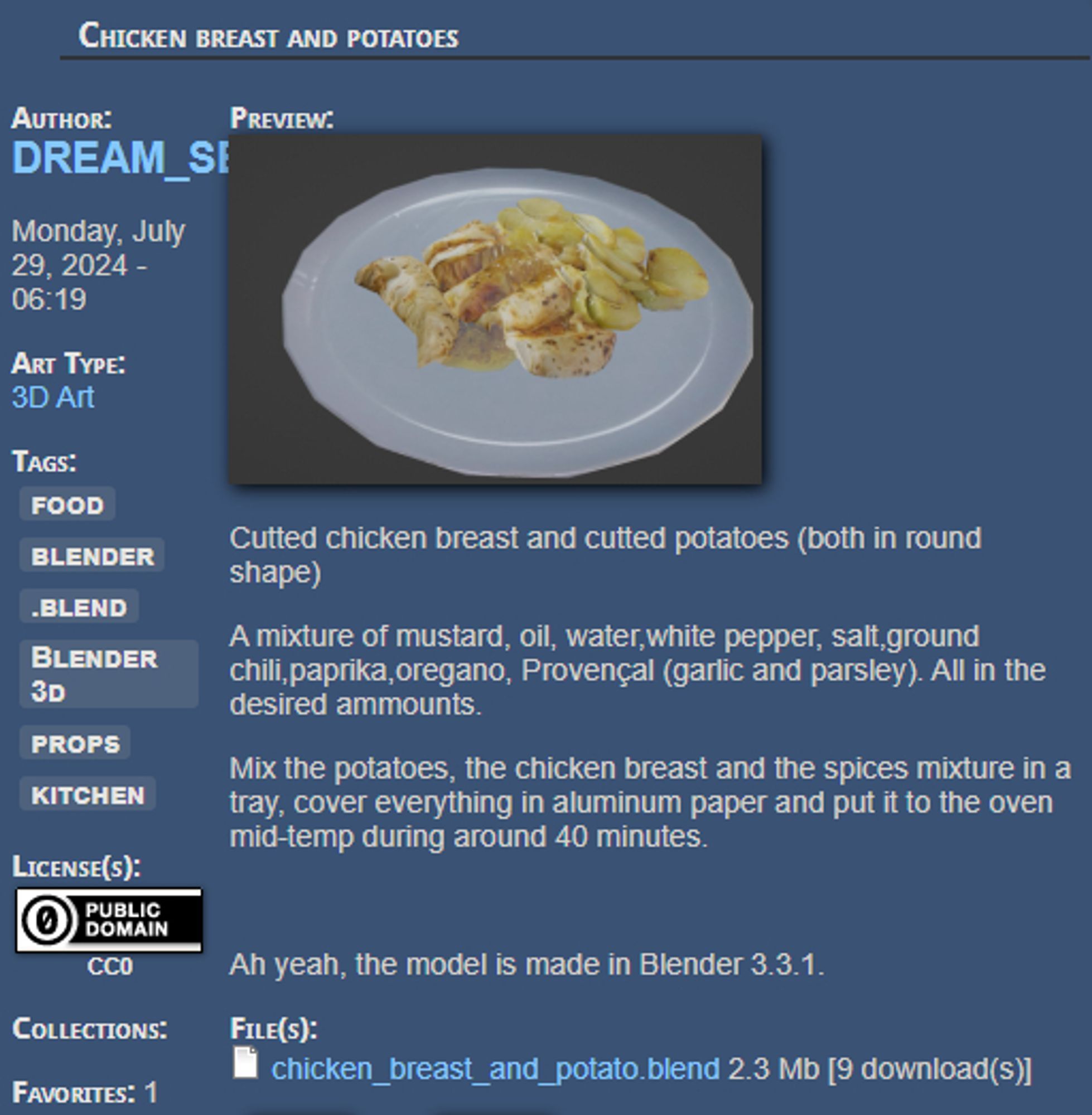 screenshot of https://opengameart.org/content/chicken-breast-and-potatoes