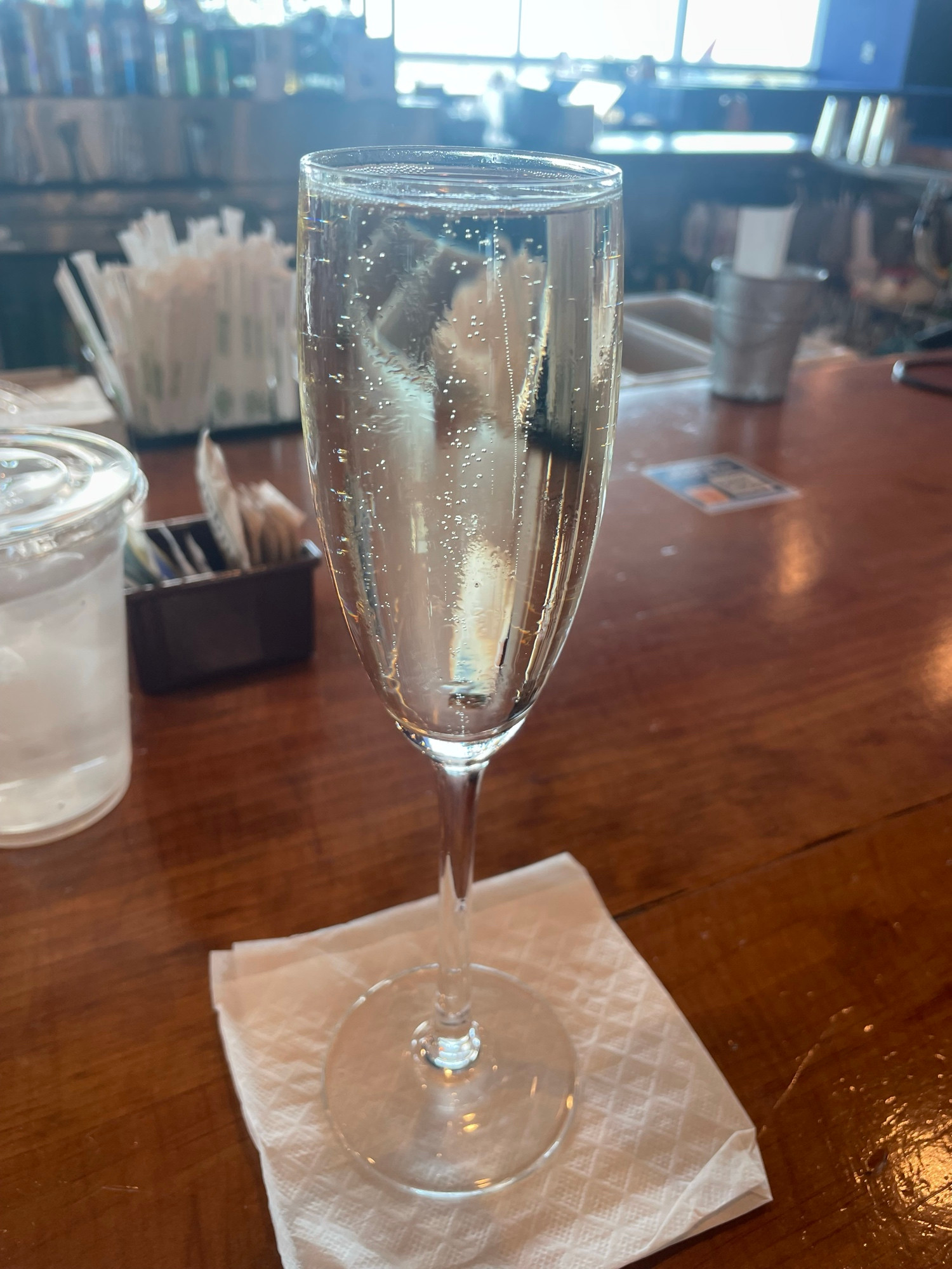 A very full glass of Prosecco.