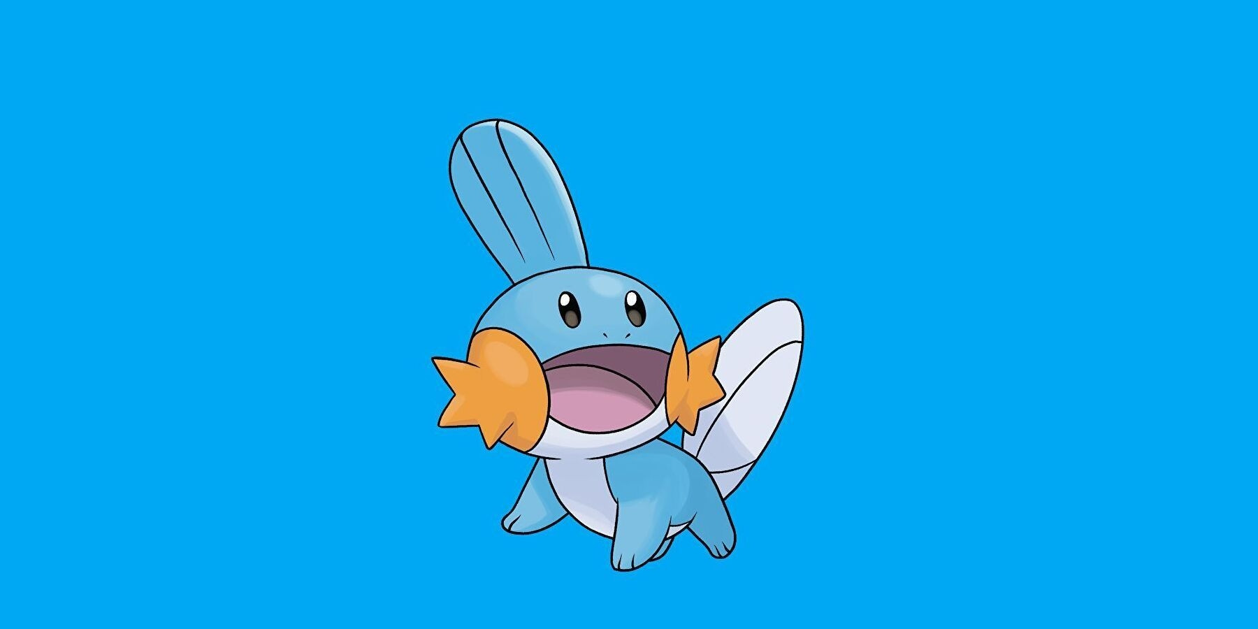 Mudkip pokemon on a blue background 