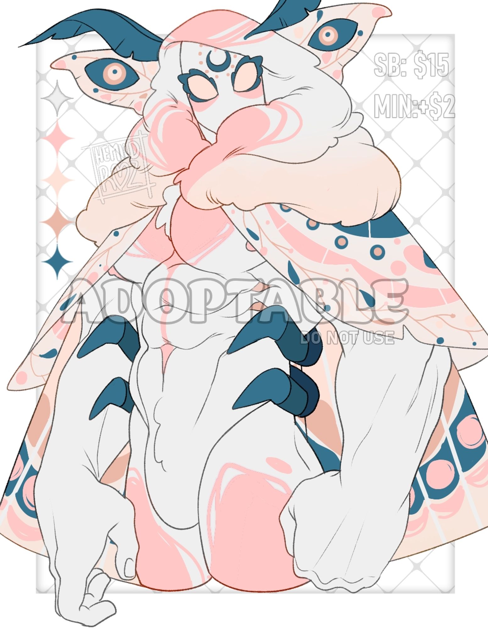 Adoptable Moth Bara Character Design Concept Original Character Paypal Auction Adopt Pastel Color