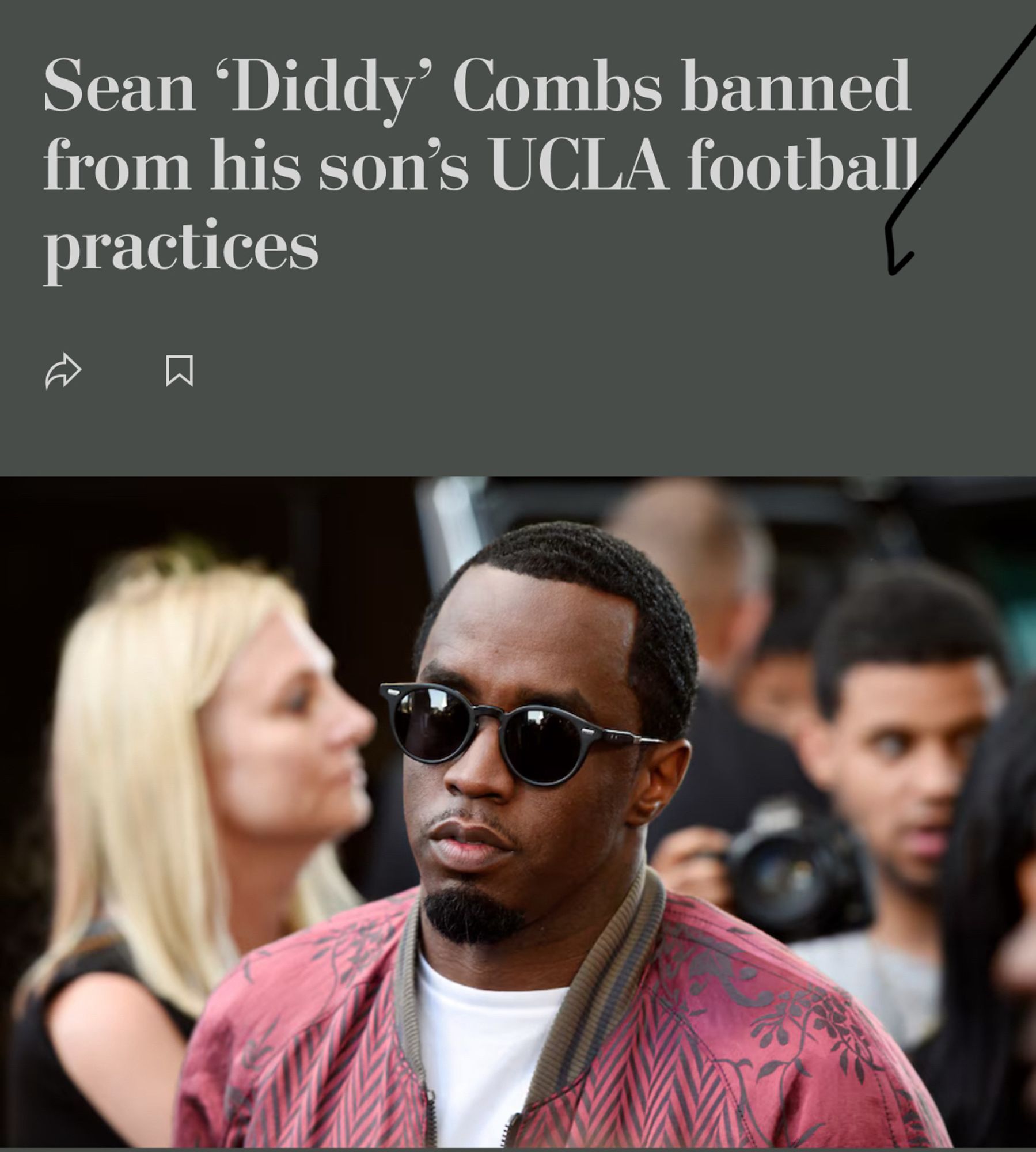 Sean 'Diddy' Combs banned from his son's UCLA football practices