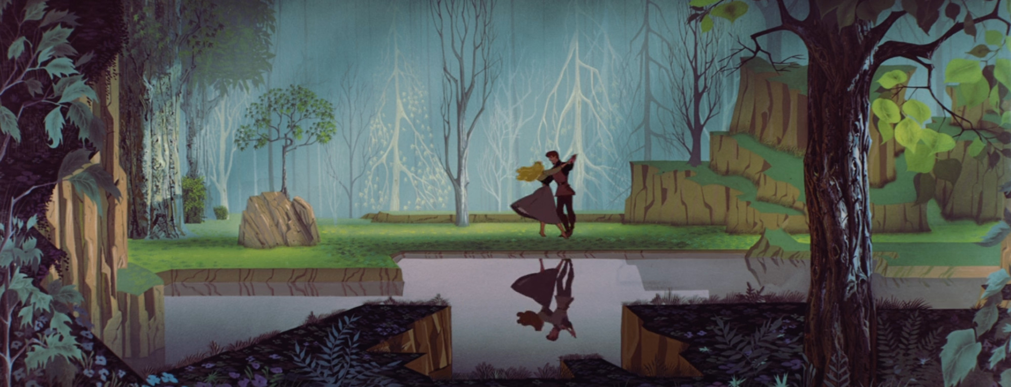 Aurora and Phillip waltzing in the woods in 1959's Sleeping Beauty