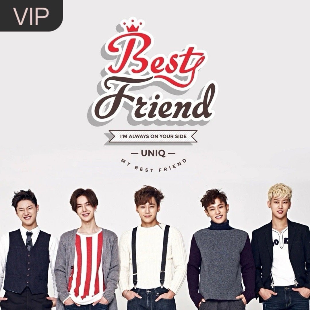 The cover of UNIQ's song "Best Friend" with members Chou Seungyoun (WOODZ), Wang YiBo, Kim Sungjoo, Li Wenhan and Zhou Yixuan from left to right.