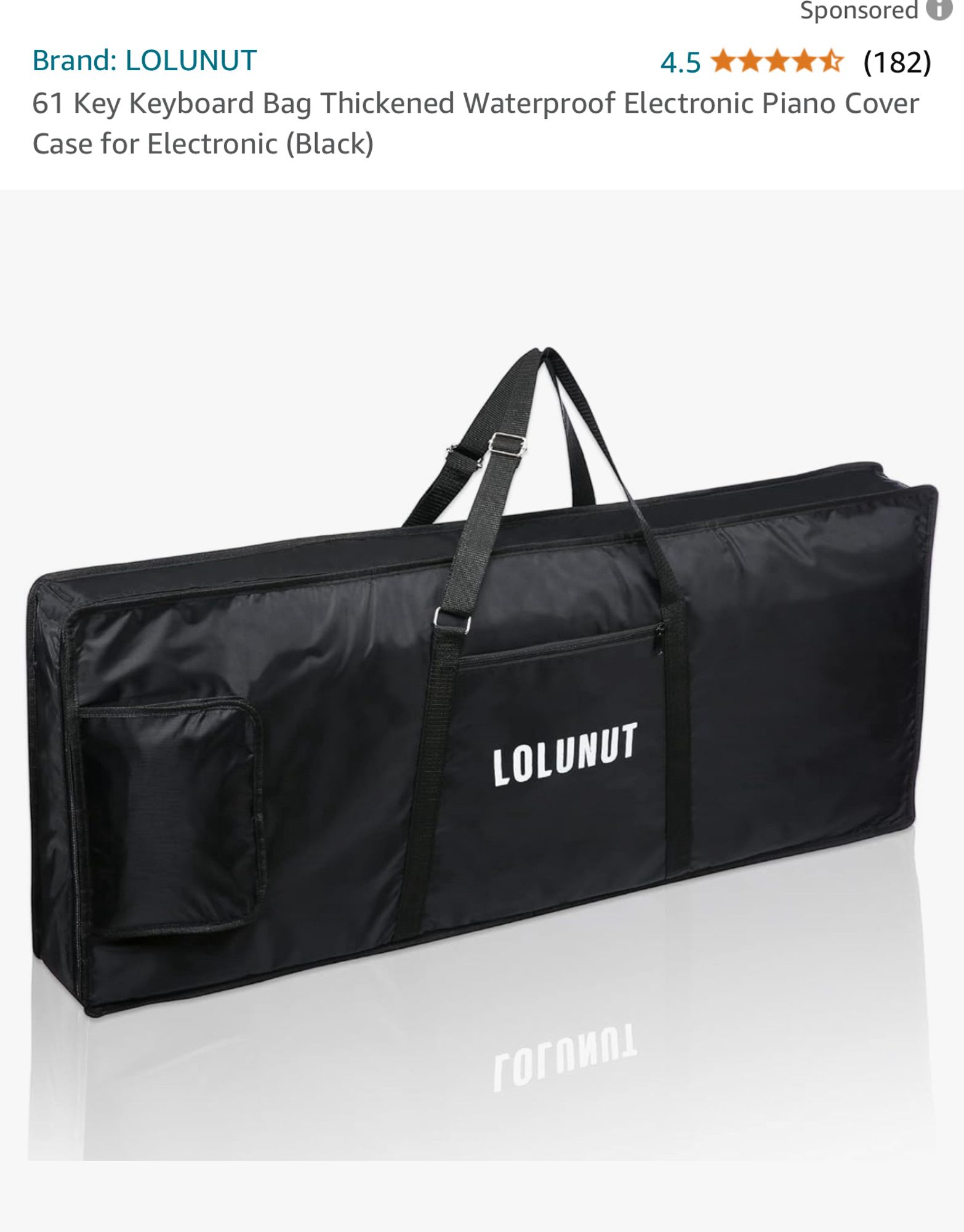 A 61 key keyboard soft bag. Brand name is “LOLUNUT”