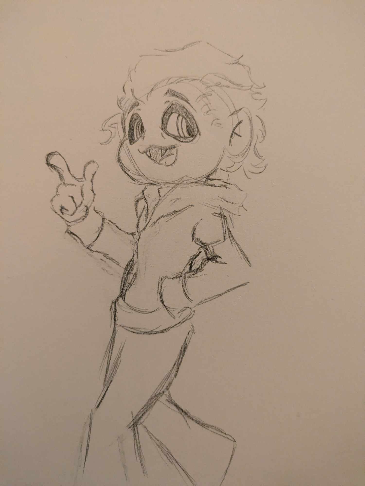  A stylised pencil sketch of Copia from the band Ghost in his casual hoodie and joggers outfit