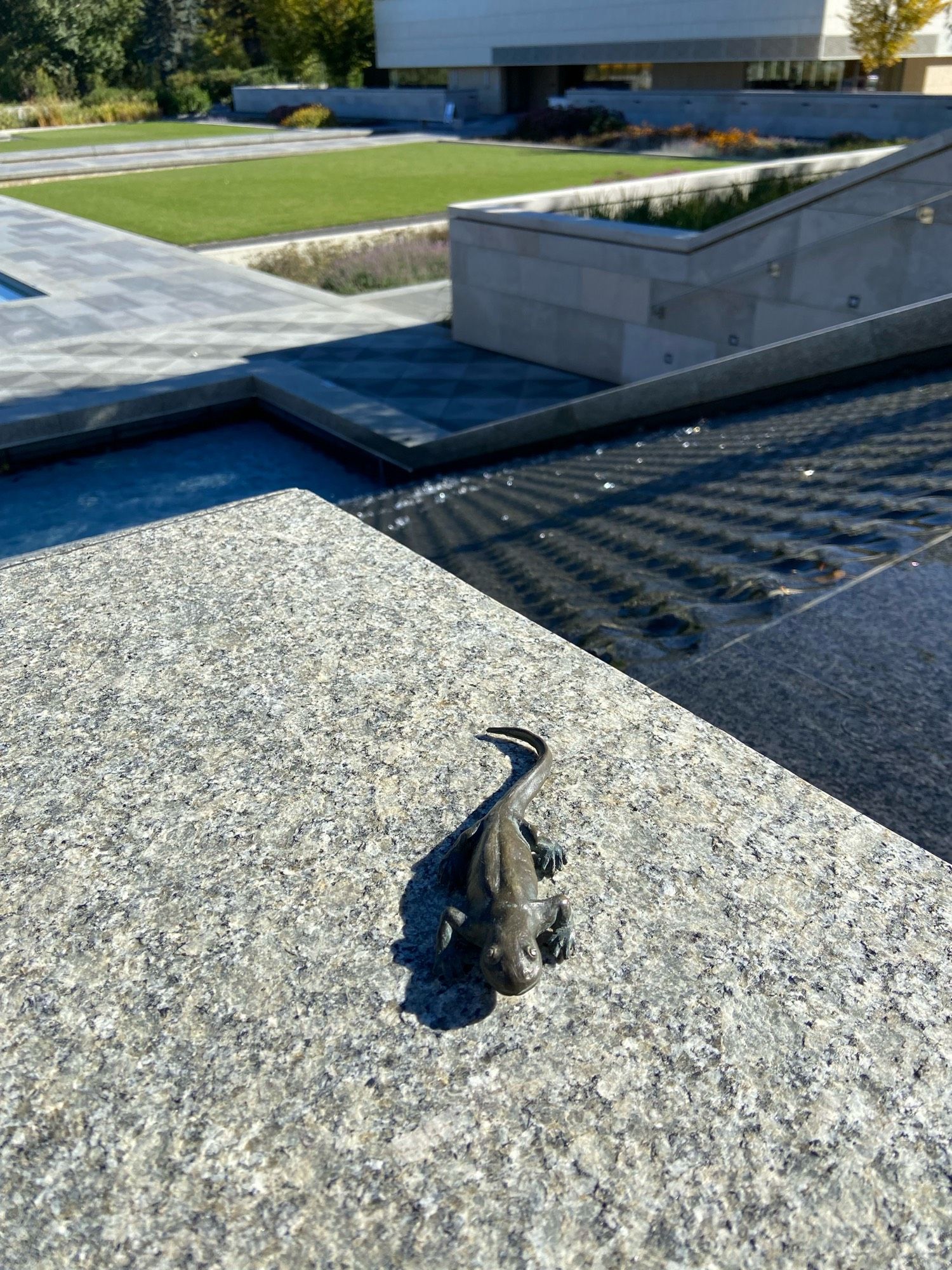 Brass salamander in the Agha Khan garden.