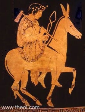 Image of Hephaistos riding a donkey. The image is from www.theoi.com.