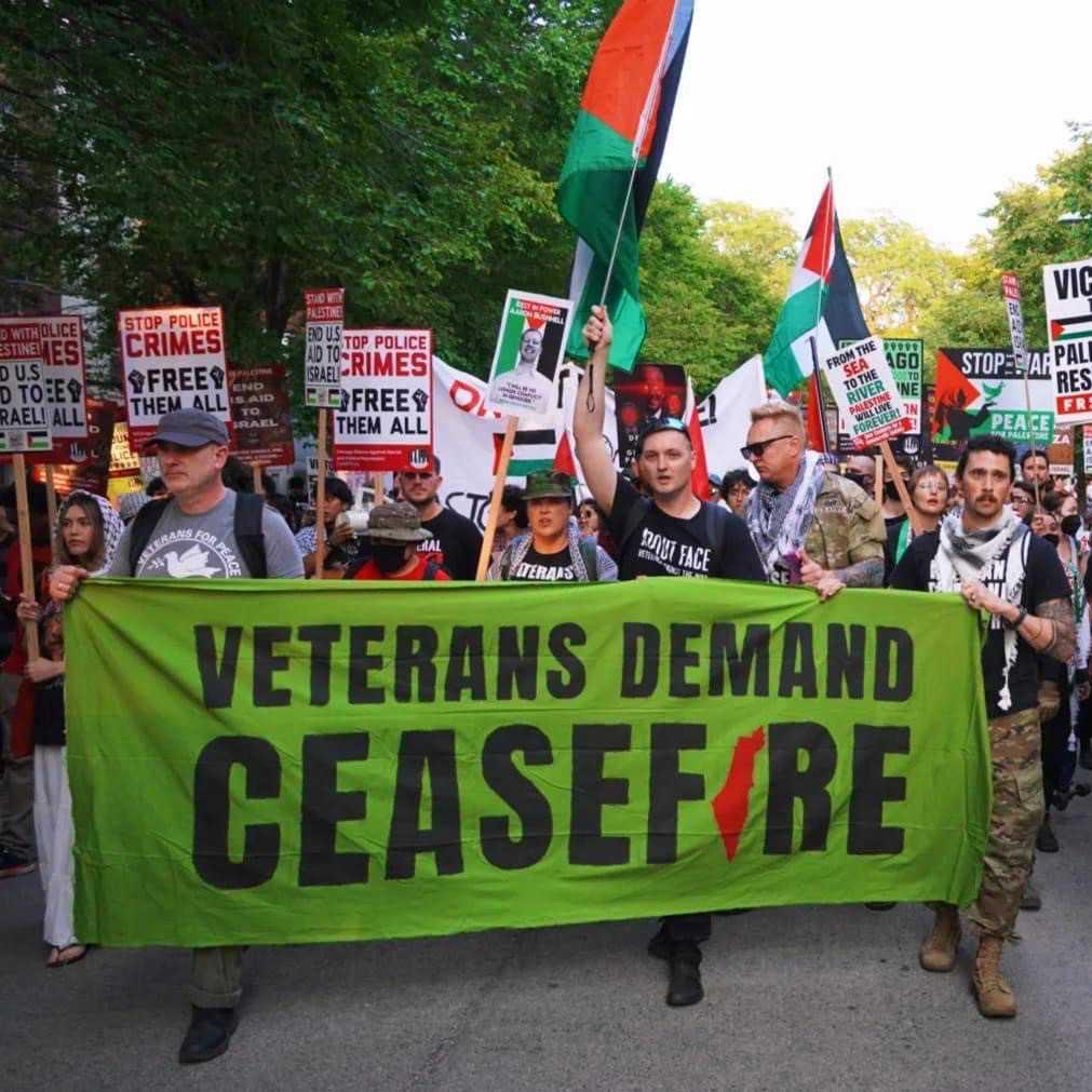 Veterans For Peace protesting at the DNC.