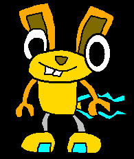 Artwork of a yellow Electroid rabbit Mixel. (drawn on October 13, 2014)