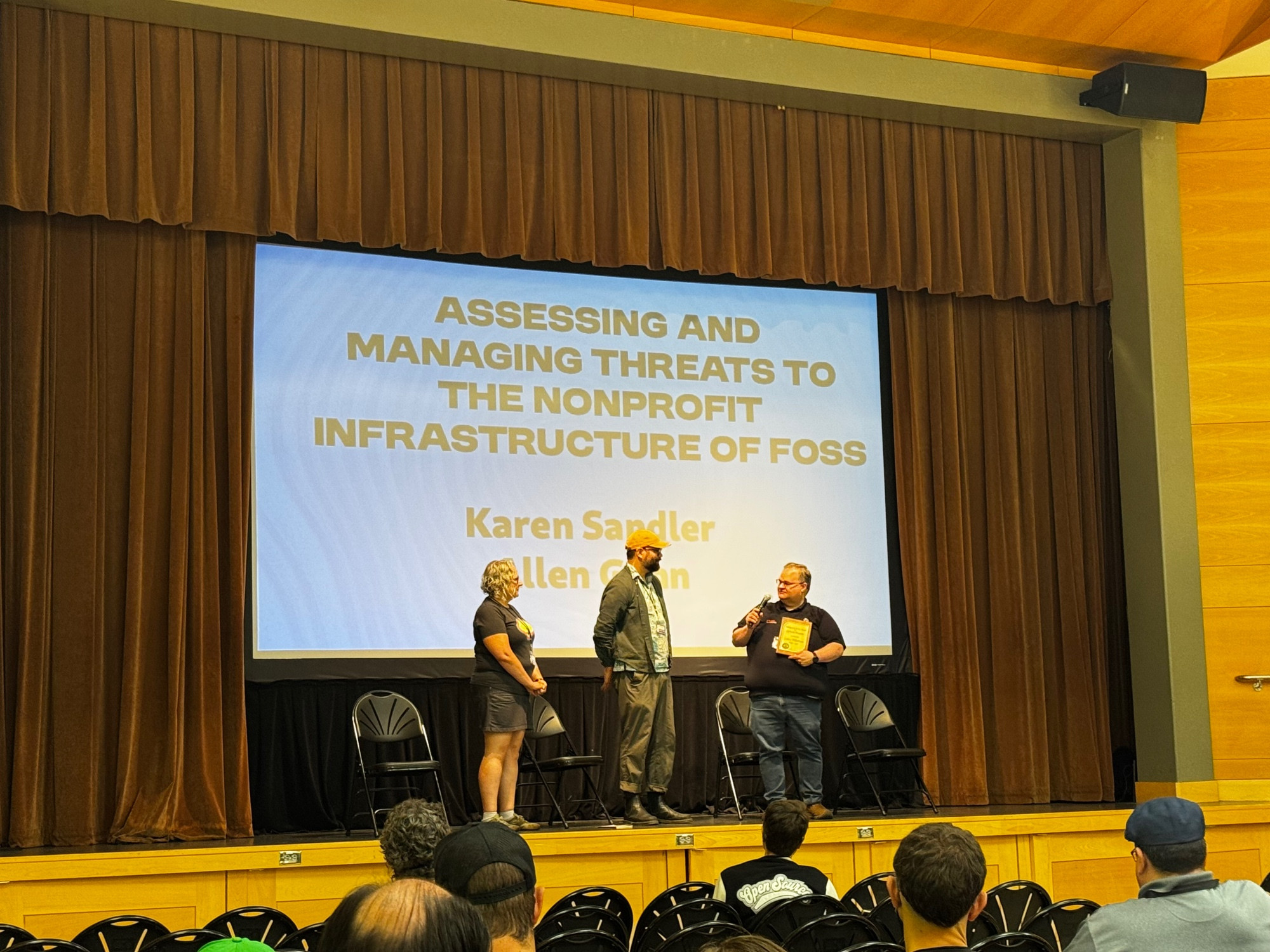 Lance onstage accepting his award at Fossy