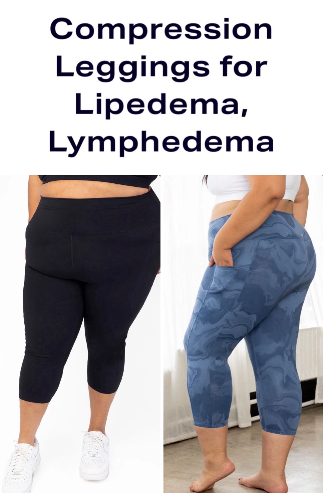 Plus size models modeling exercise pants for Lymphadema.