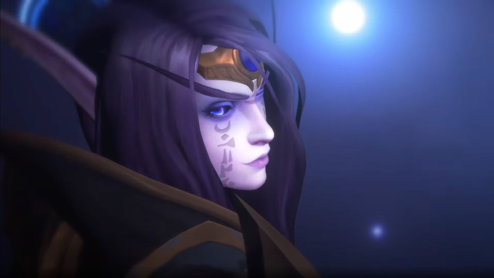 Xal'atath looking over her shoulder at the viewer