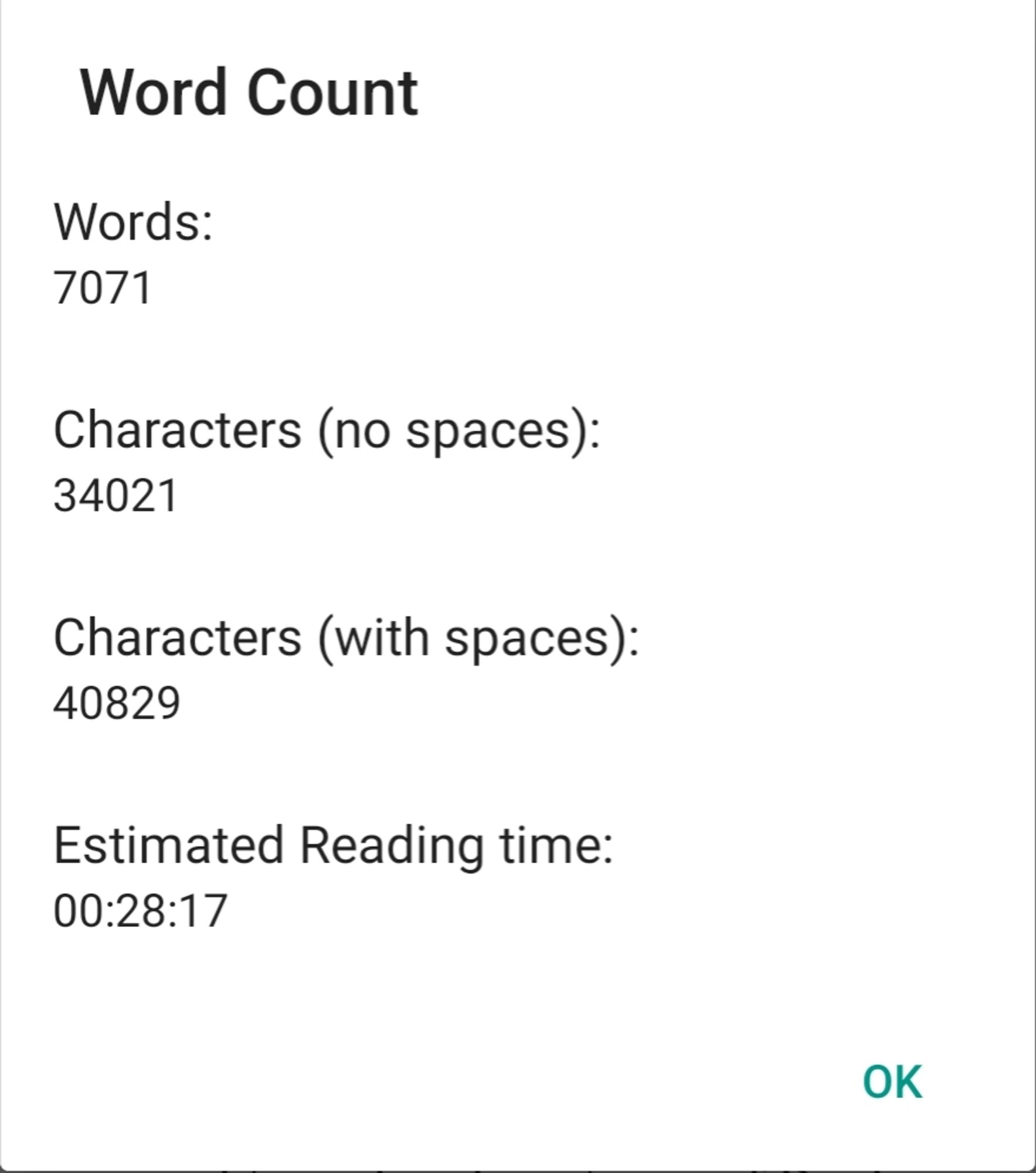 Word count: 7071, characters without spaces: 34021, characters with spaces: 40829, estimated reading time: 28 minutes, 17 seconds