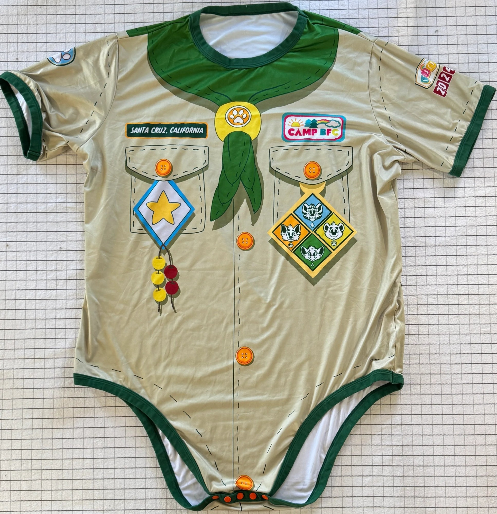 Camp B F C Scout themed Onesie created by Jade Fox