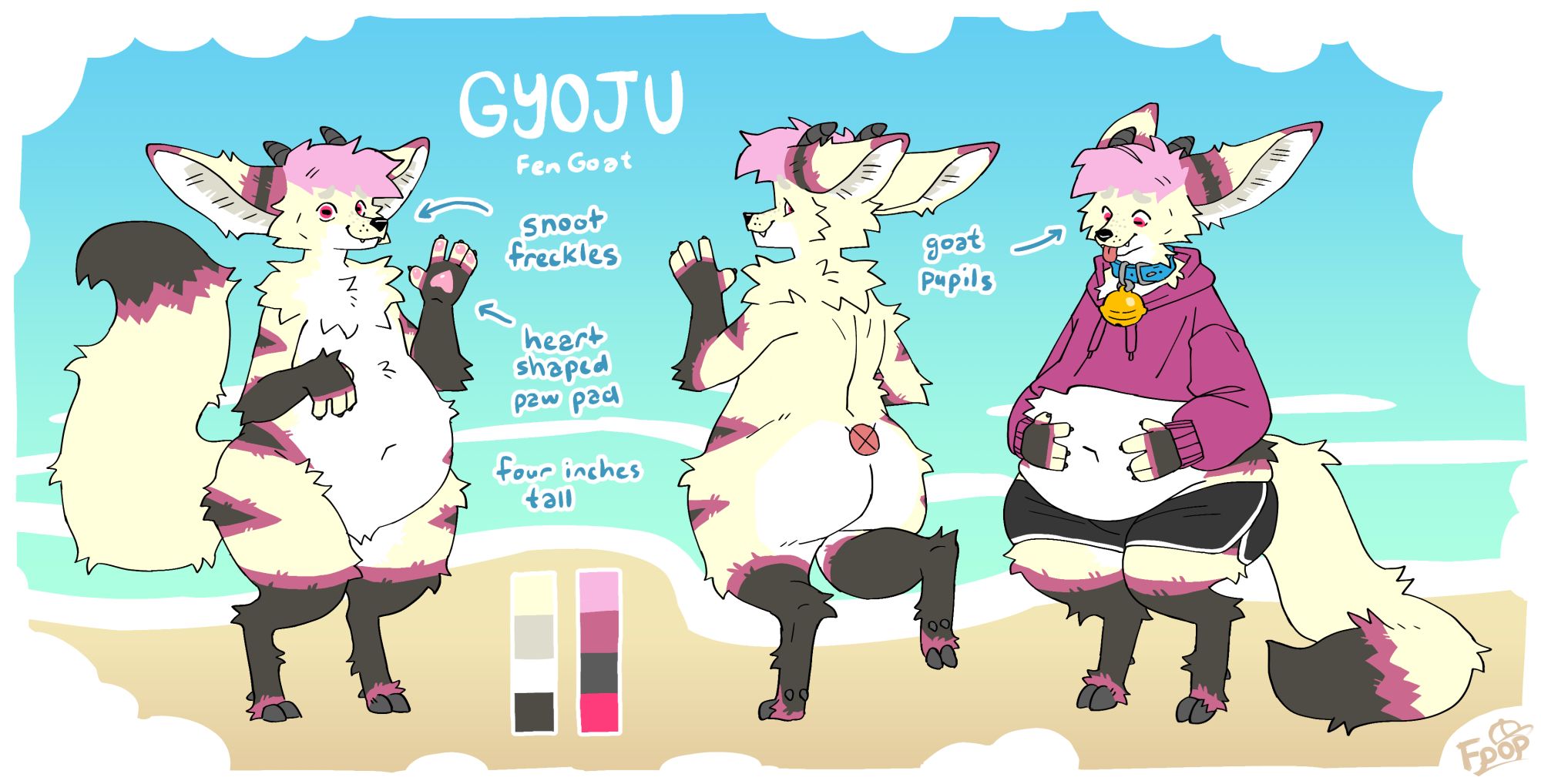 ref sheet of a fennec goat hybrid