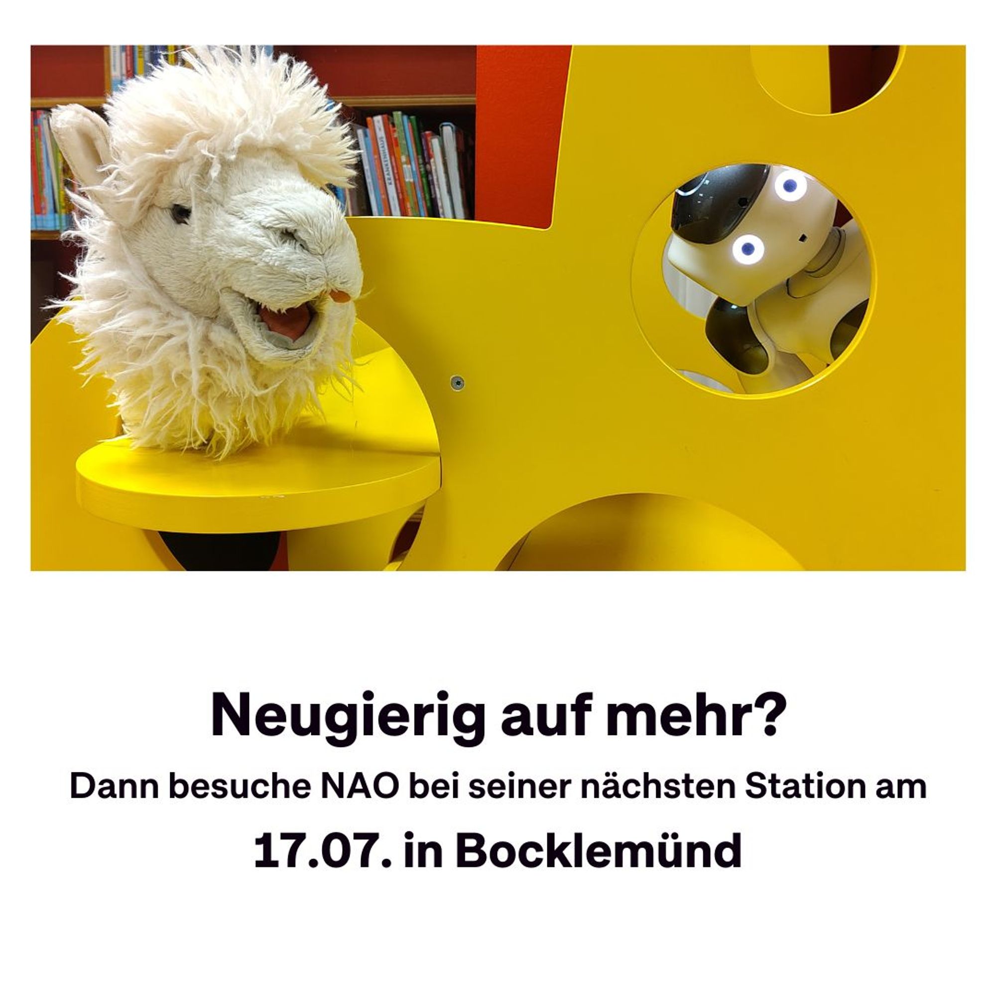 Senor Paco und NAO verabschieden sich.

Neugierig auf mehr?
Dann besuche NAO bei seiner nächsten Station am 17.07. in Bocklemünd