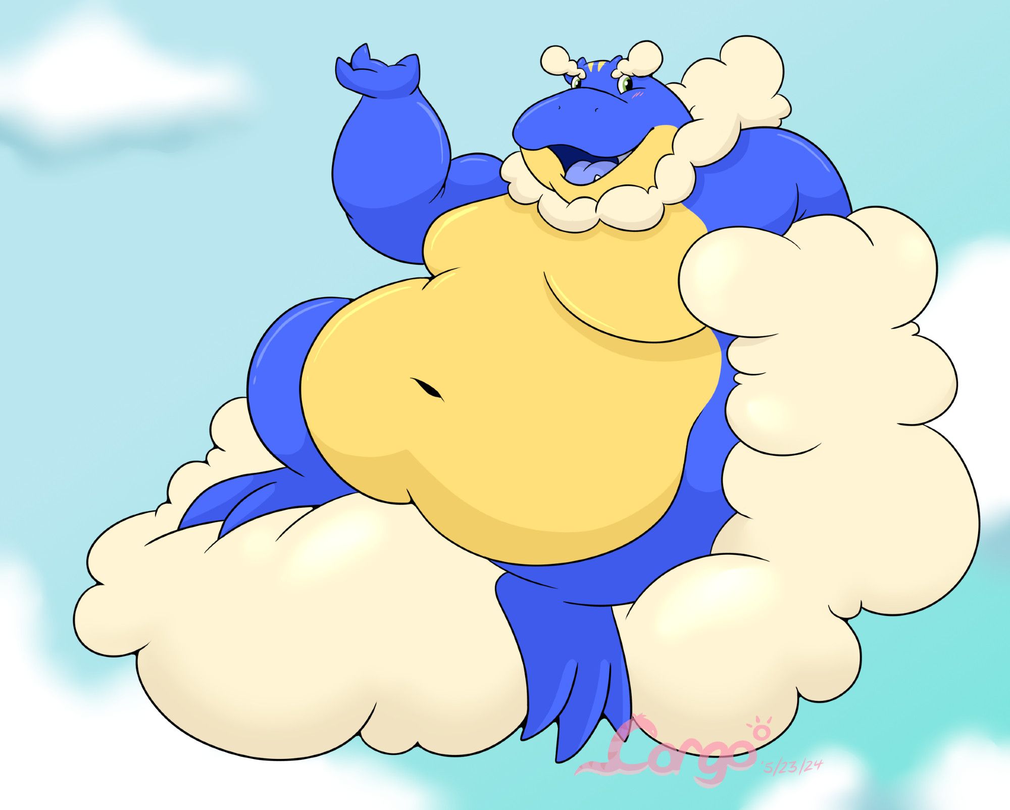 Typhos the Air/Water Gargosaur on rideable clouds.