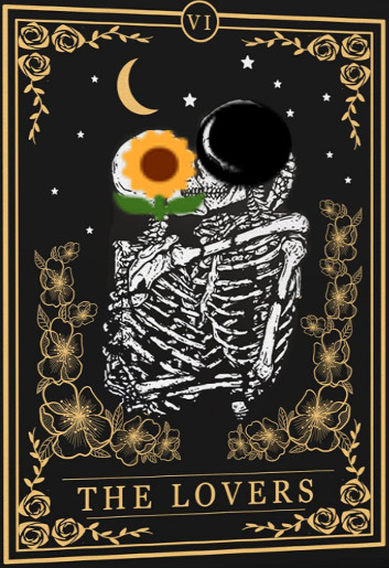 Halloween themed tarot card of "the lovers"