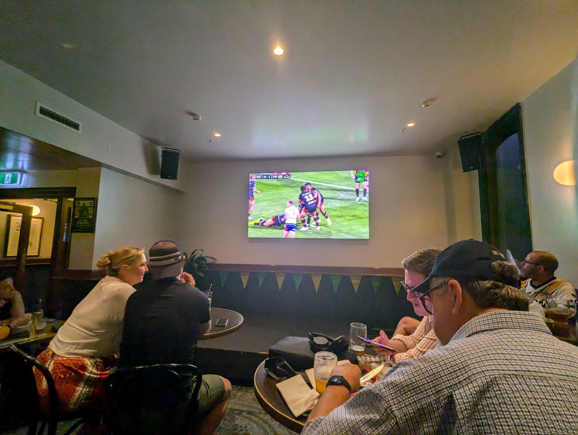 Parramatta Eels vs Wests Tigers on the big screen.