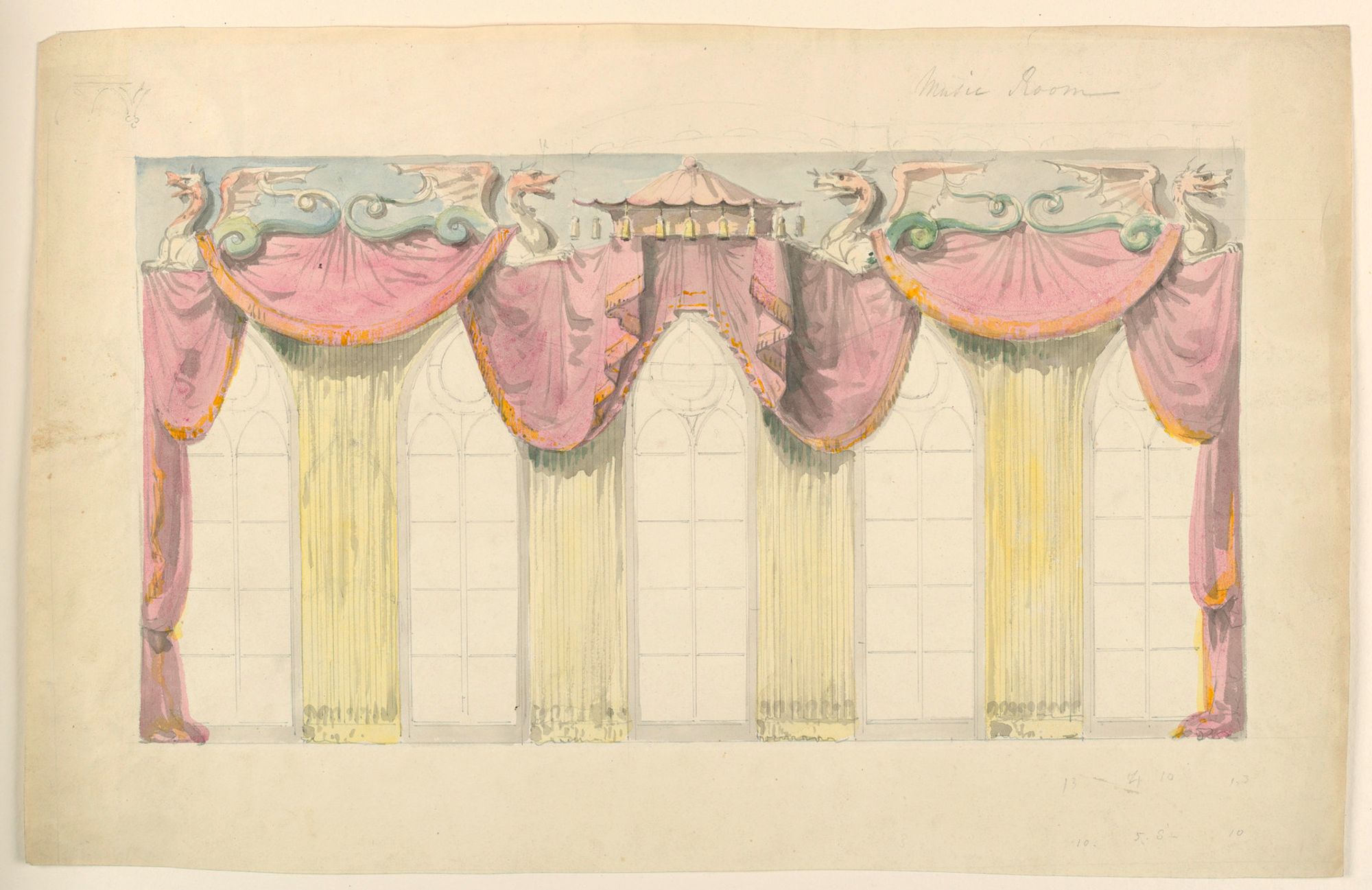 Design for Curtains on the East Wall of the Music Room, Royal Pavilion, Brighton