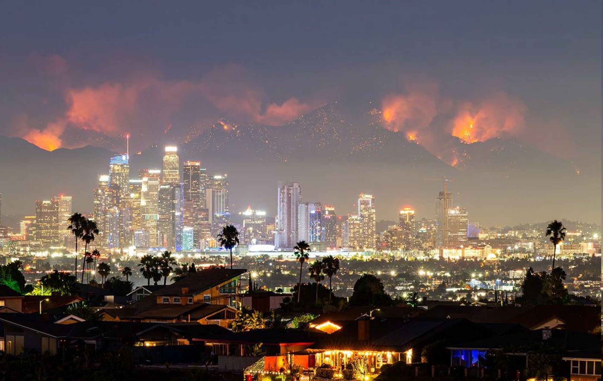 The mountains near LA are on fire