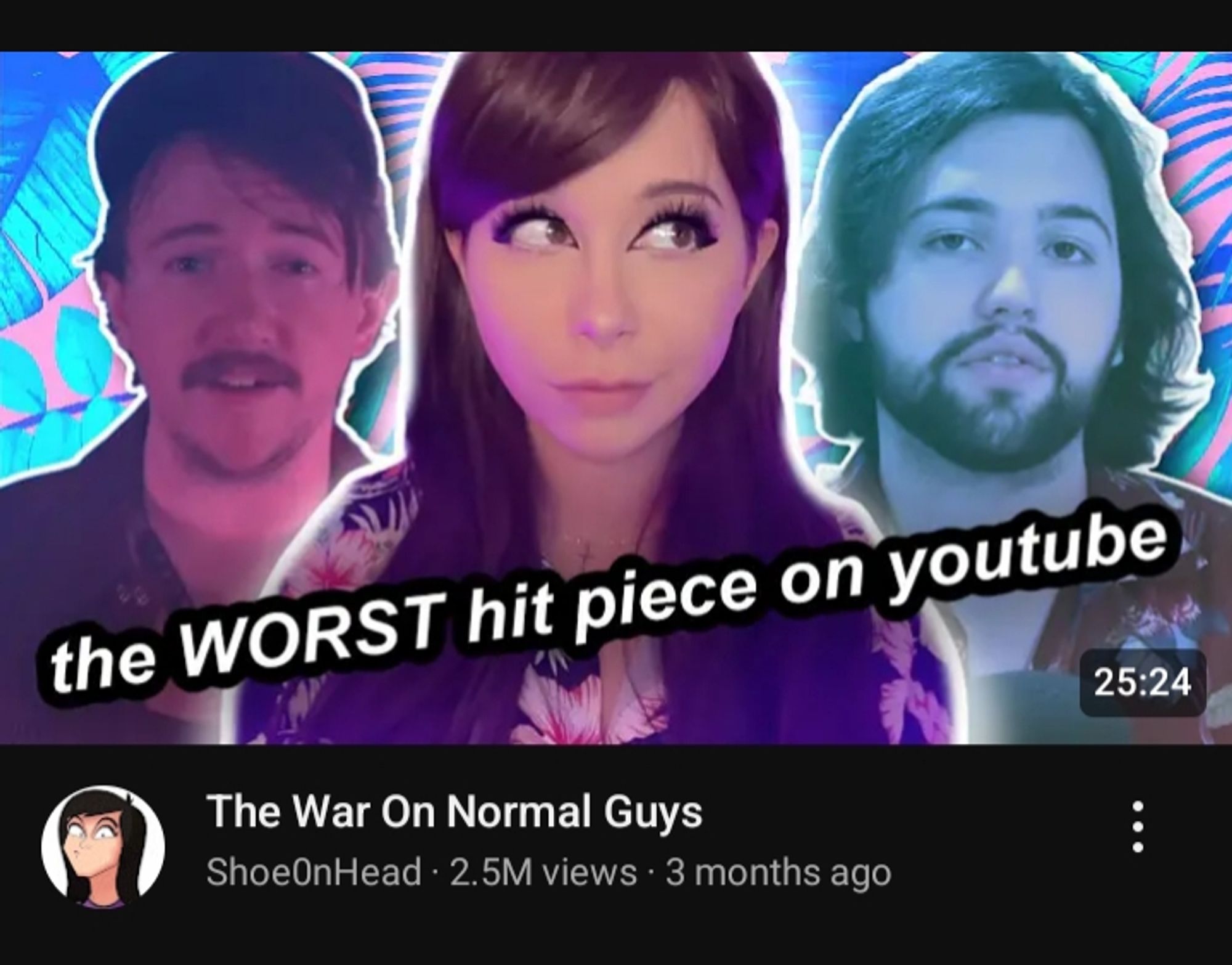 Shoe0nHead YouTube thumbnail for "The War on Normal Guys" featuring Wendigoon and that dude who pointed out all the dumb shit Wendigoon has said.