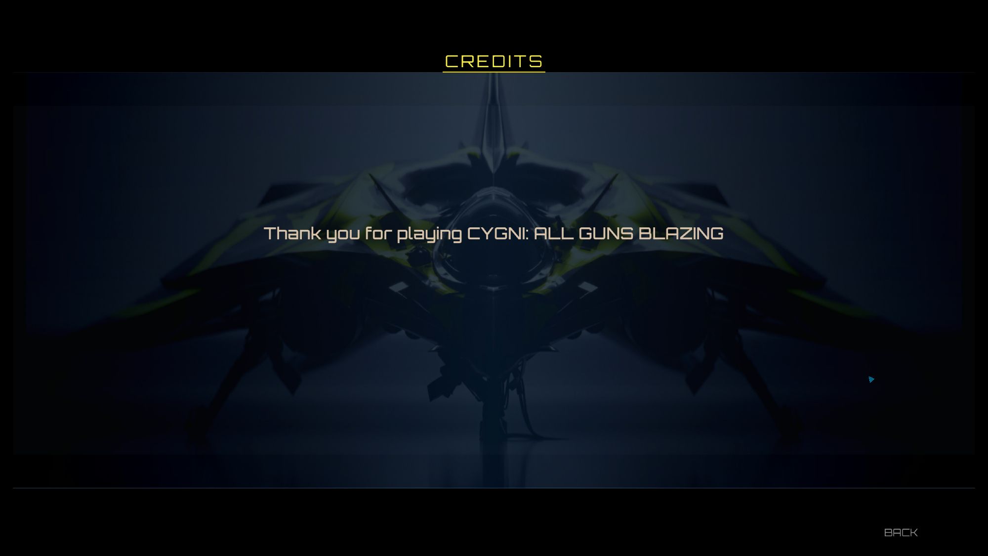 Cygni "Thank you for playing" screen