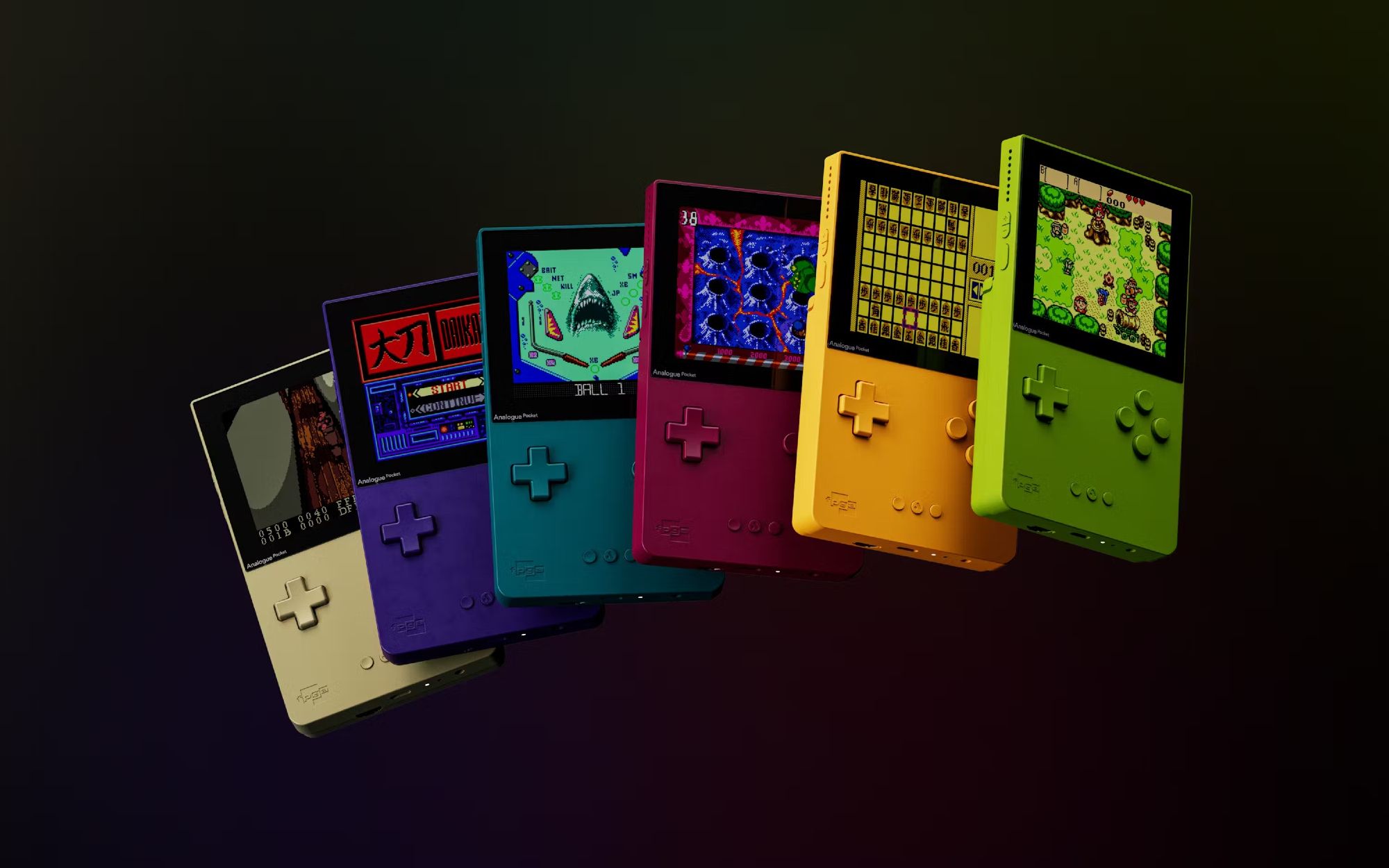 Analogue Pocket in six new GBA themed colors.