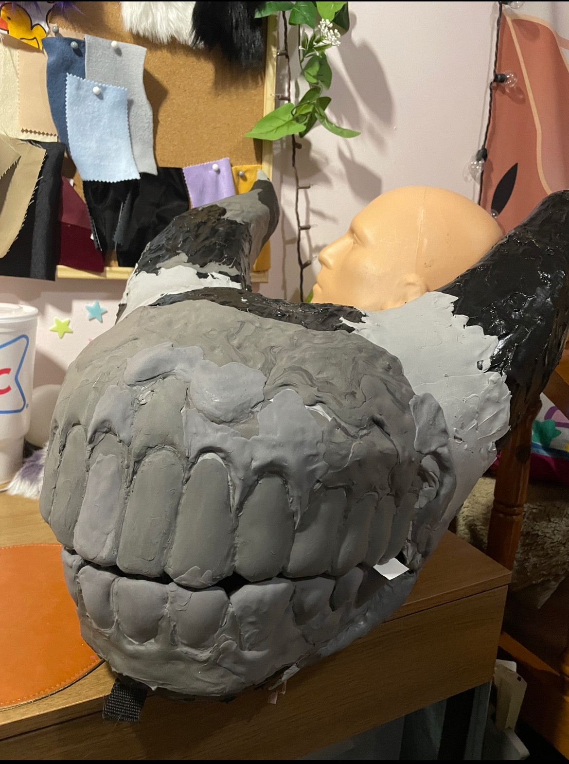 Work in progress ink demon cosplay head refurbishment