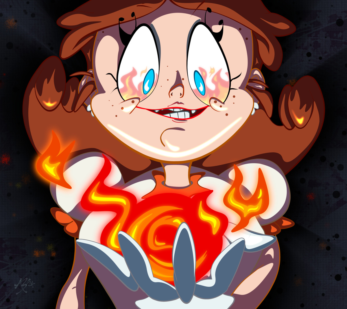 fanart where Princess Daisy discovers a fire flower