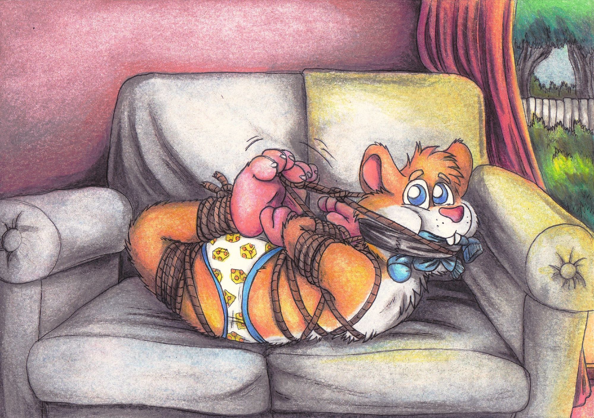 Tied up anthro hamster