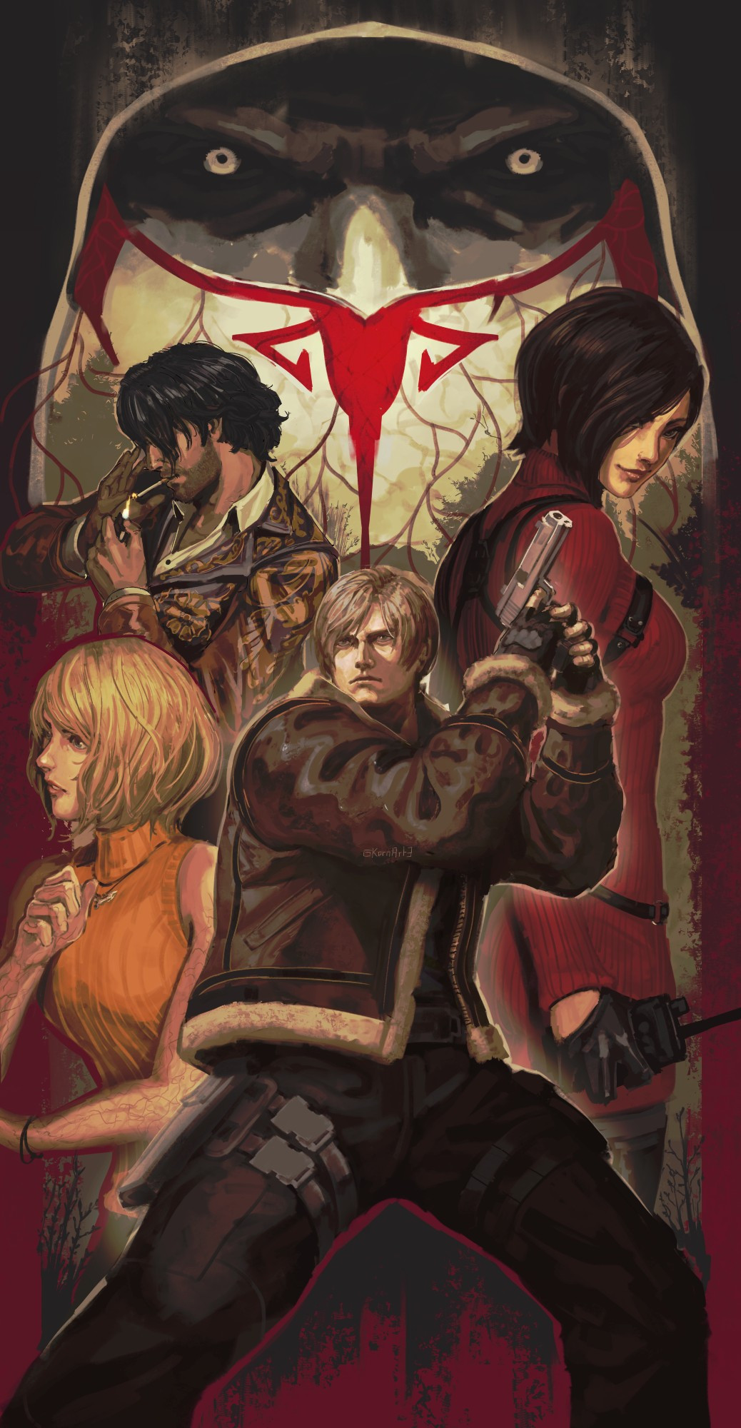 RESIDENT EVIL 4 ILLUSTRATION FEATURING LEON , ASHLEY, LUIS AND QUEEN ADA !!!