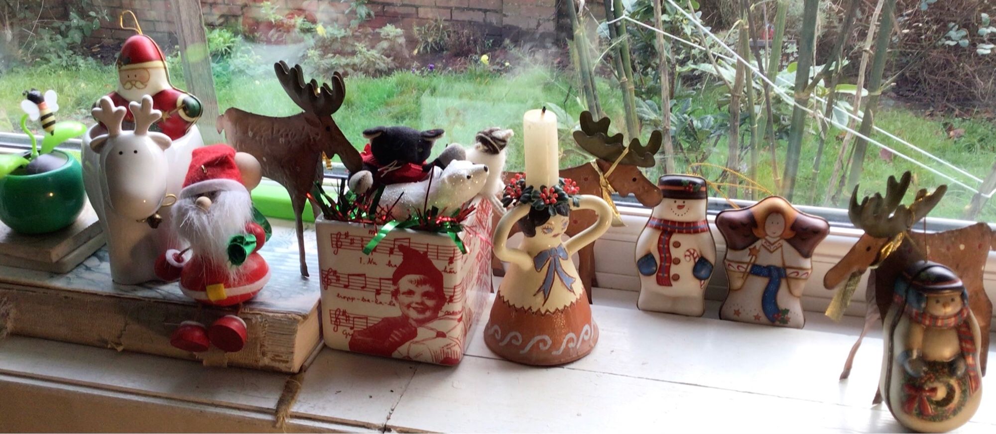 a collection of Christmas odd and bobs from charity shops