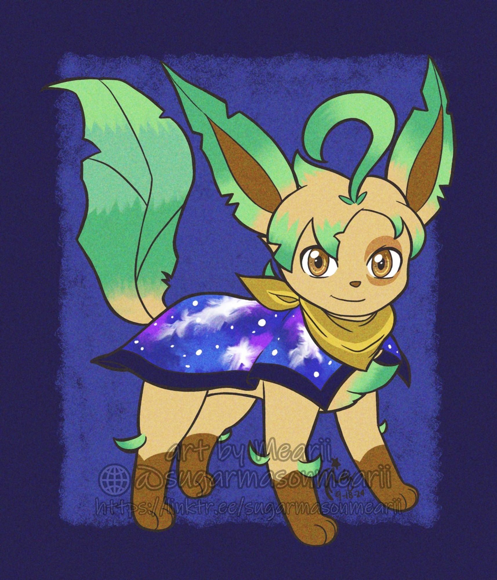 Discord Winner San10r, featuring his Shiny Leafeon OC, Lon.