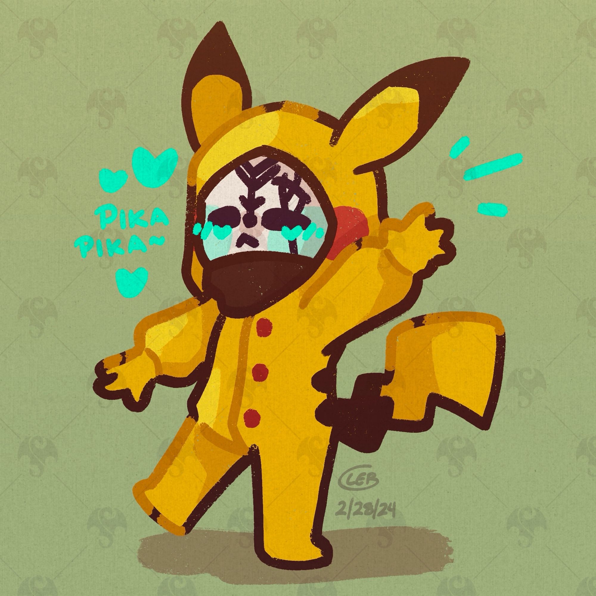 My drawing of Rune in a Pikachu onesie.