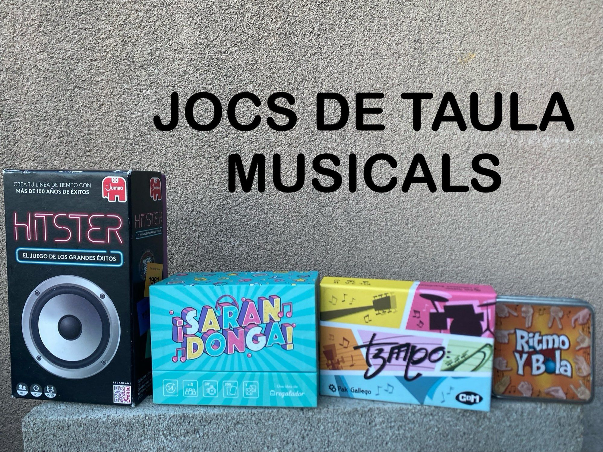 Jocs de taula: Hitster, Sarandonga, Tempo i Ritmo y Bola