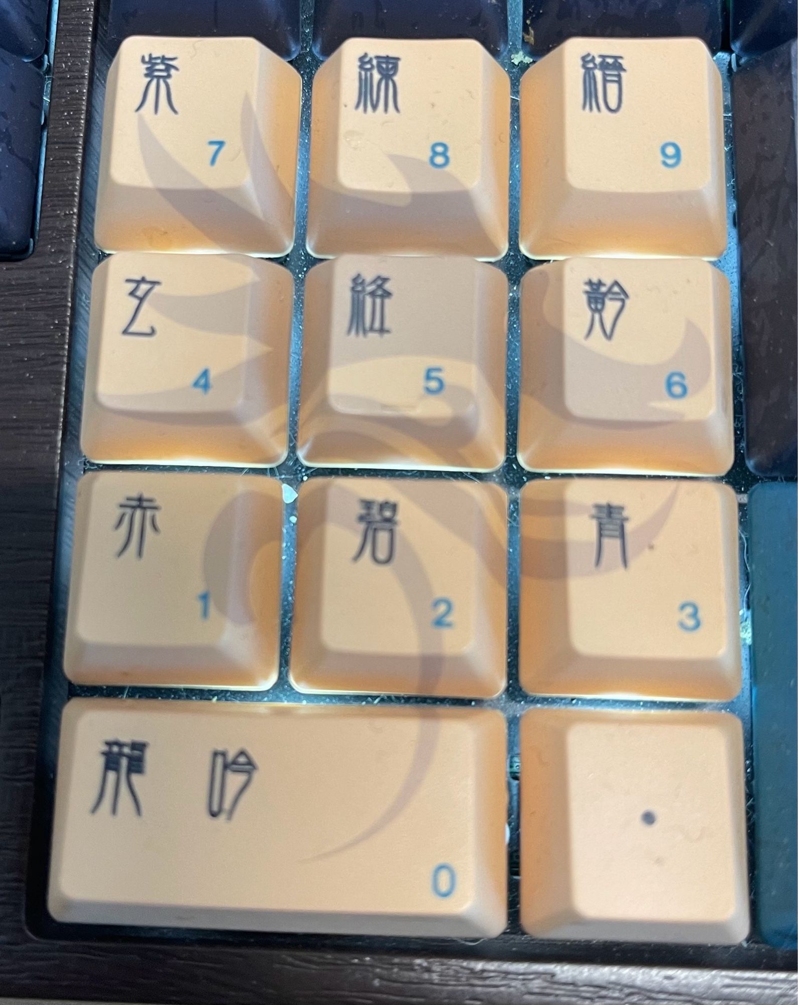 The number pad on a keyboard where the numbers are ordered bottom to top 0, 1, … 8, 9