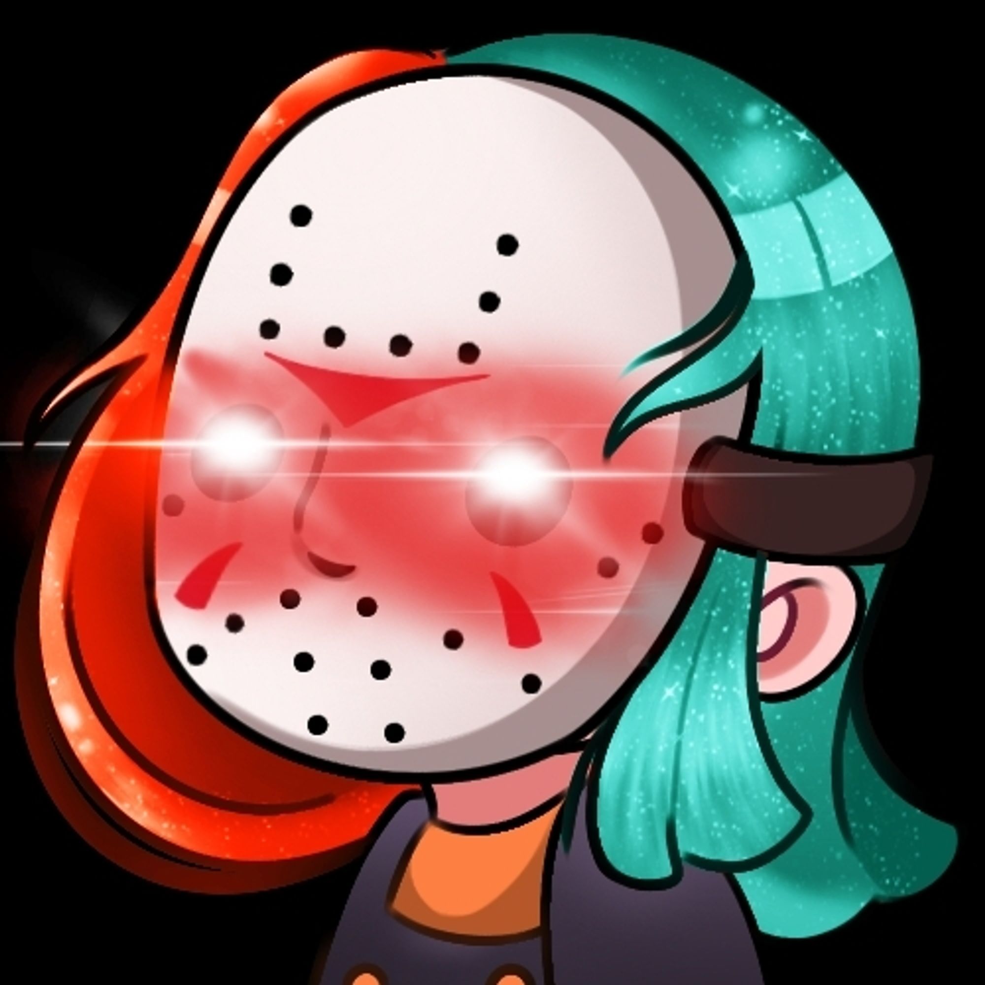 Emote of me with a Jason mask on (Friday 13th) with laser red eyes