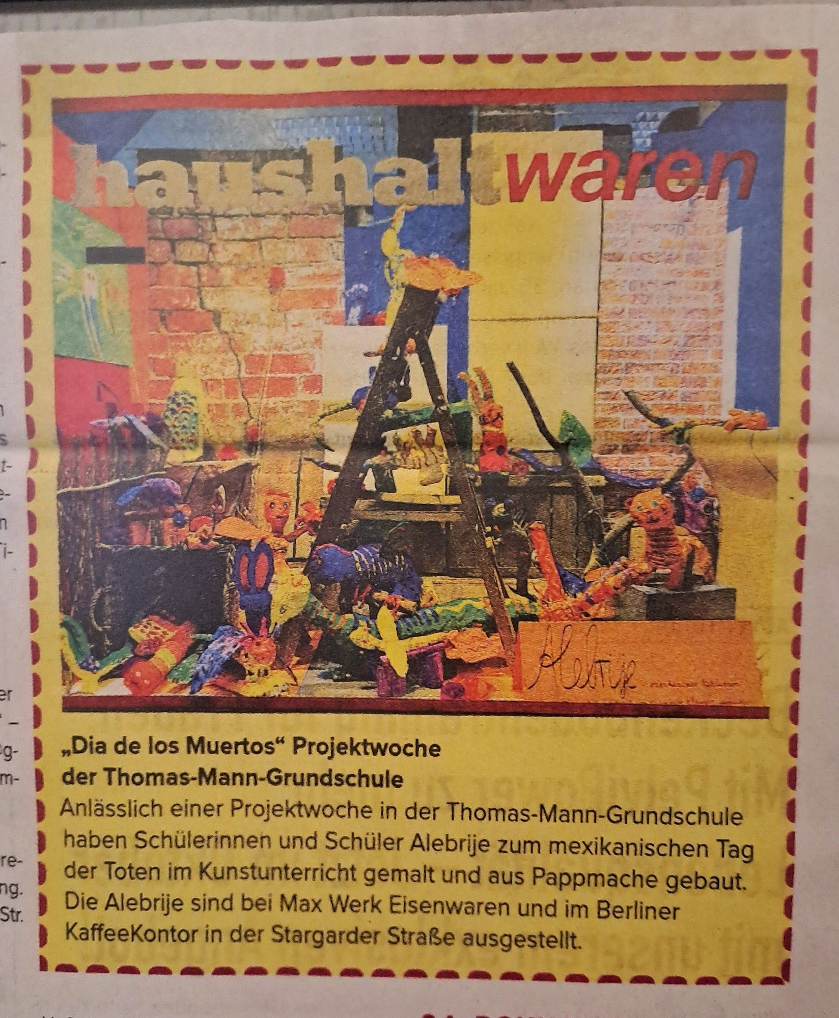 Bunte Alibrijes im Schaufenster bei Max Werk Eisenwaren